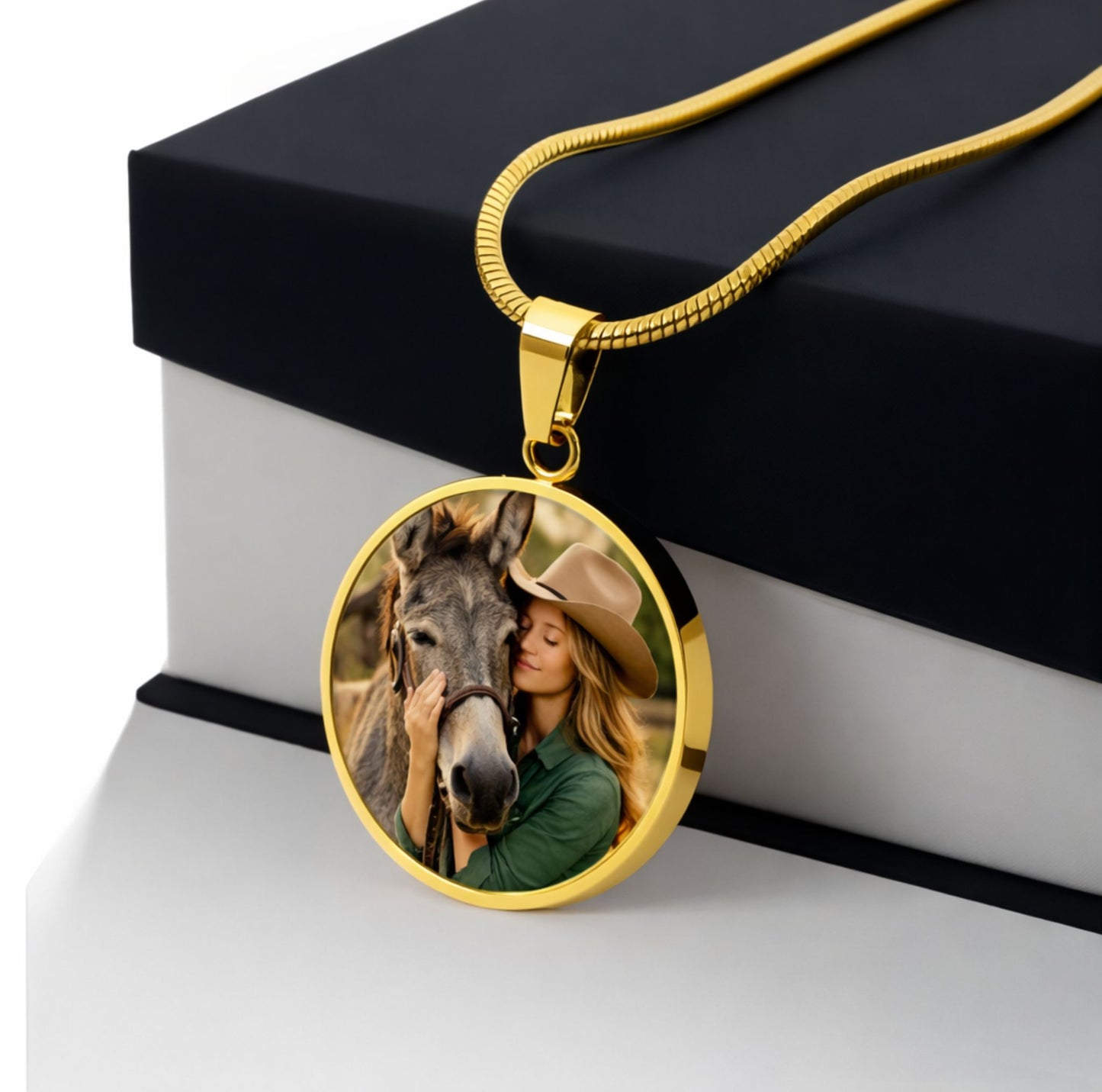 Personalized Donkey Memorial Photo Heart Necklace – Custom Jewelry Gift