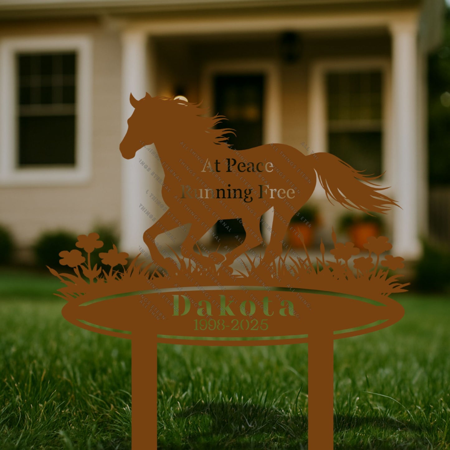 Personalized Horse Memorial Metal Garden Sign – Custom Name & Dates