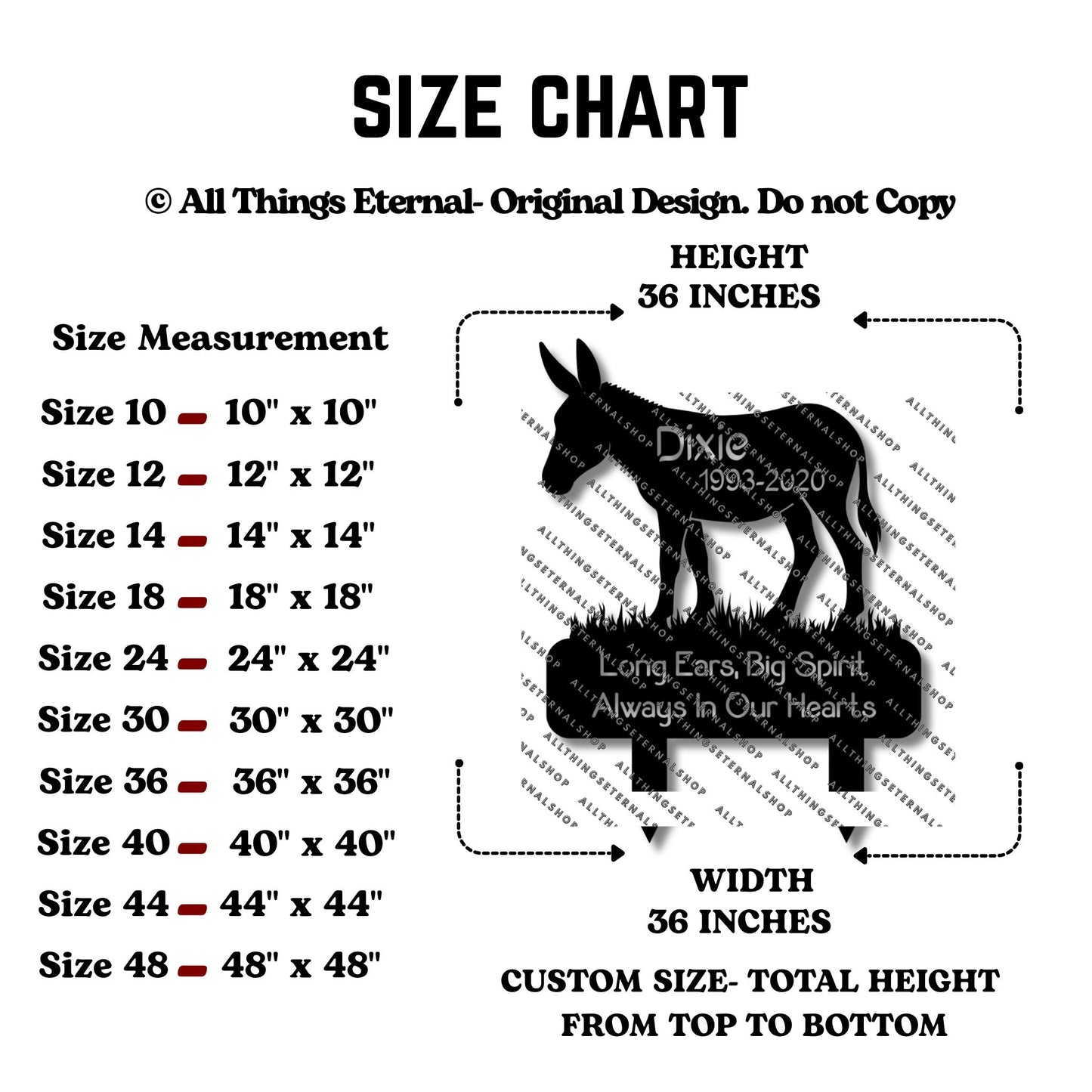 Personalized Donkey Grave Marker – Memorial Metal Yard Sign