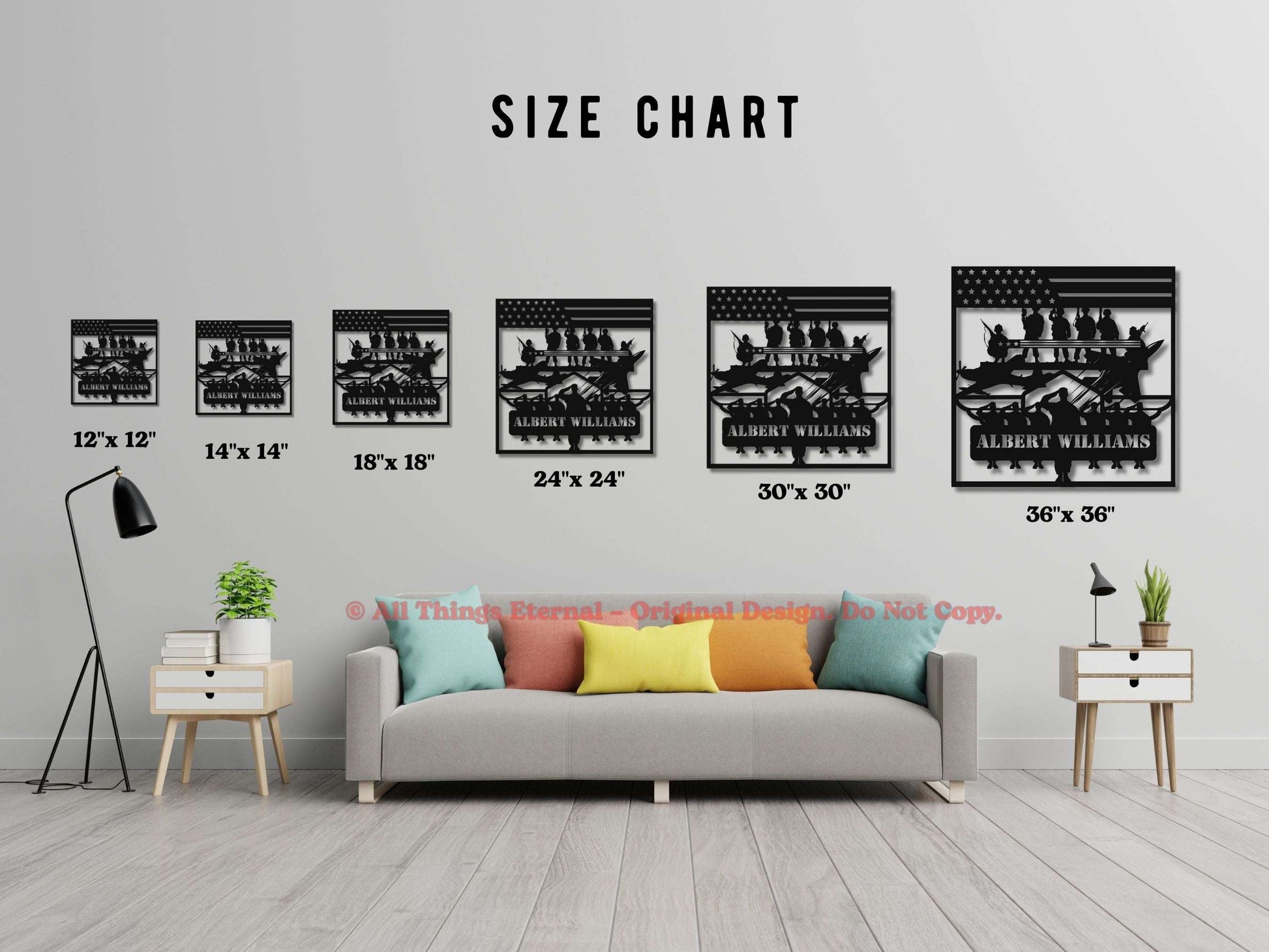 Custom Patriotic Metal Wall  Art- Gift for Veteran, US Army, Navy, Marines, Soldier