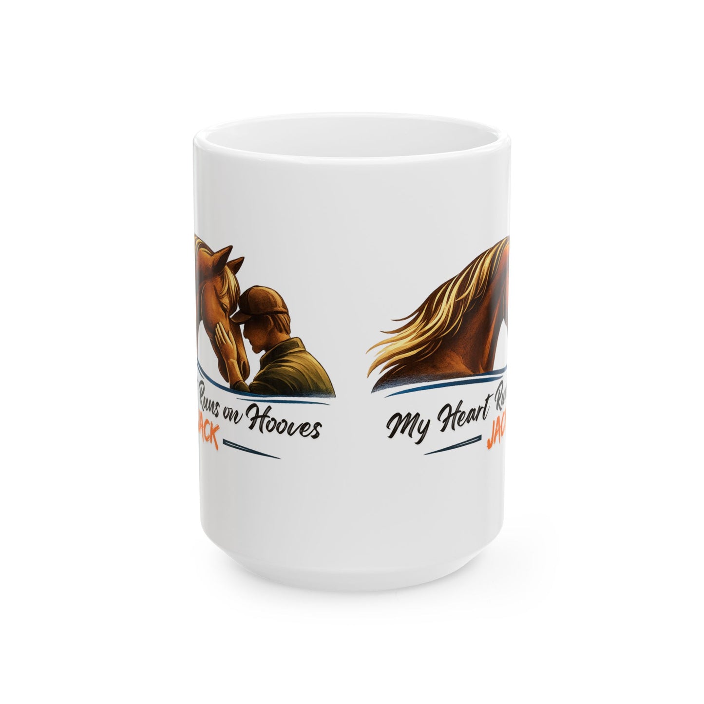 Personalized Horse Mug – My Heart Runs on Hooves Ceramic Coffee Cup