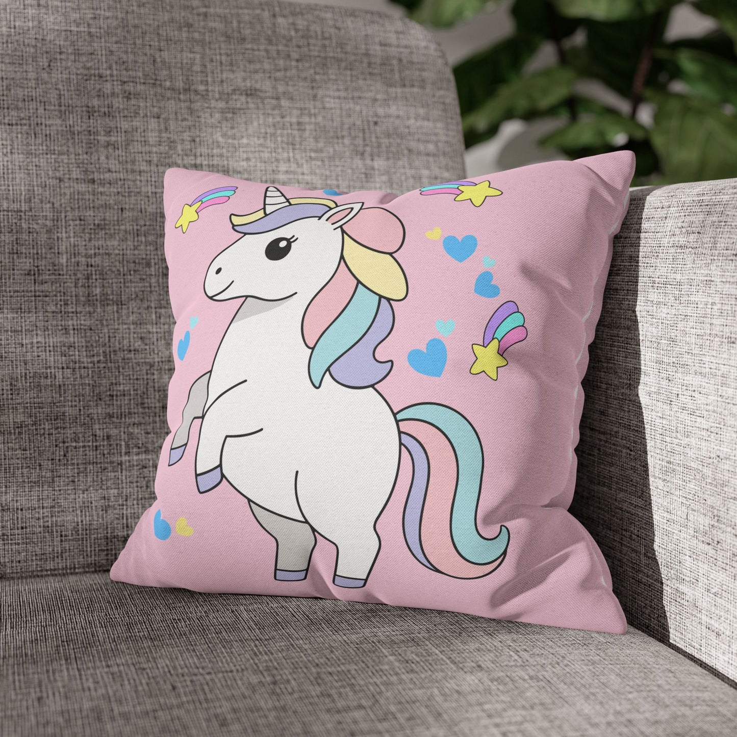 Prancing Magical Unicorn Pillow | Cute Rainbow Unicorn Throw Pillow