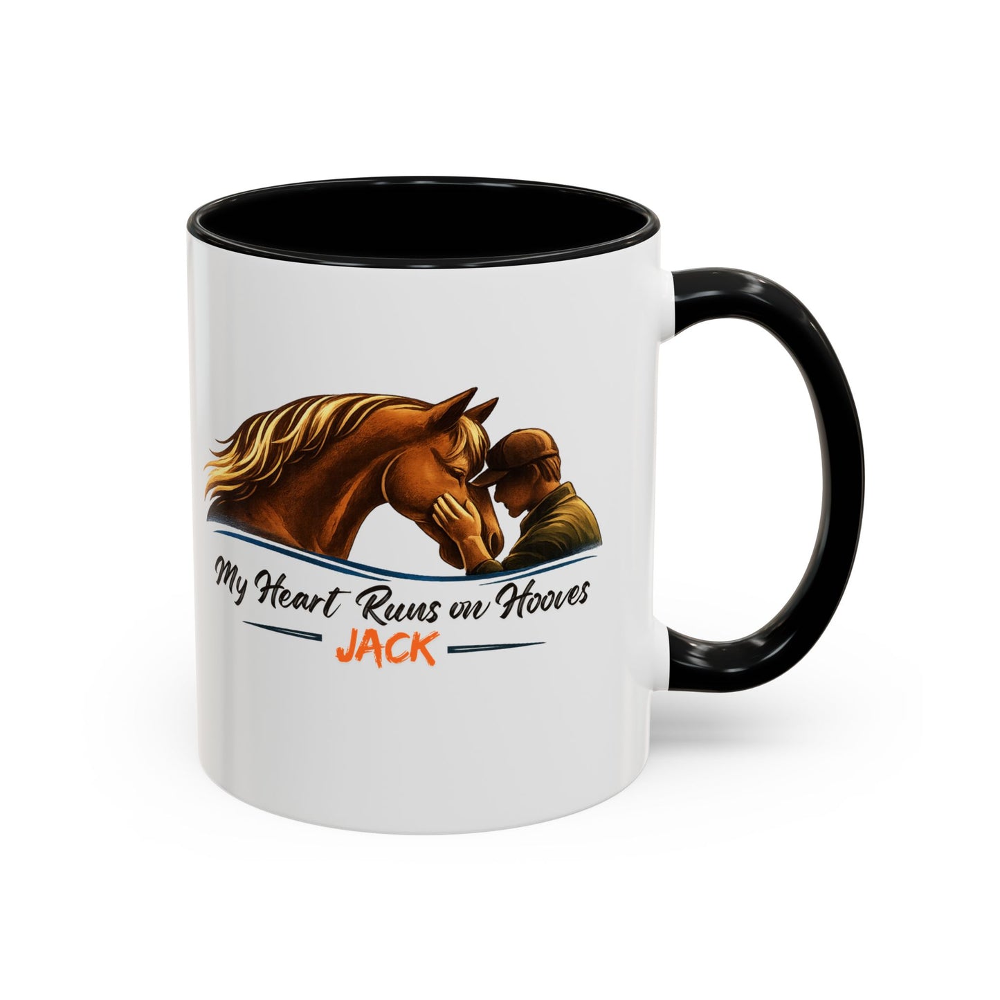 My Heart Runs on Hooves Horse Coffee Mug — Personalized Equestrian Accent Mug