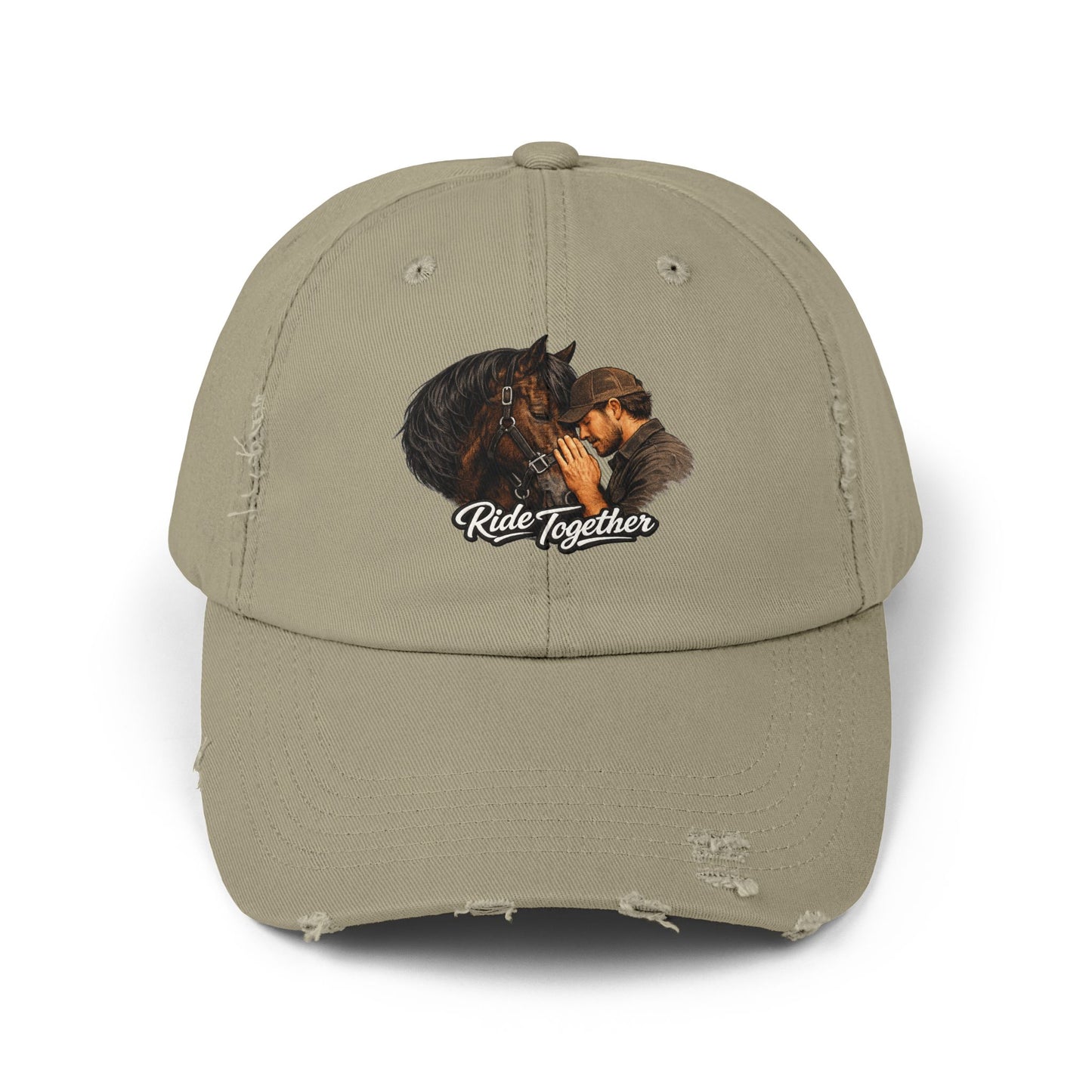 Ride Together Distressed Dad Hat – Horse & Rider Baseball Cap