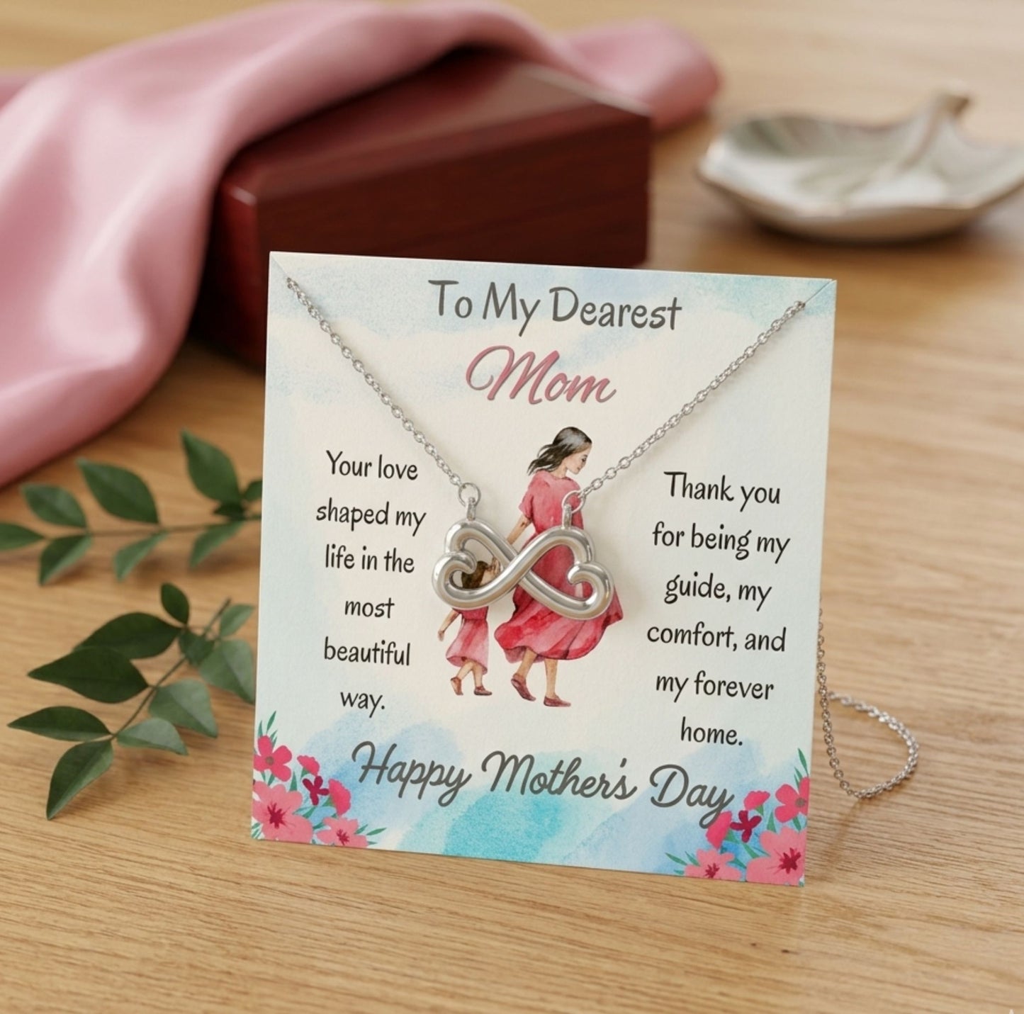 To My Dearest Mom Endless Love Necklace with Message Card Gift For Mother's Day