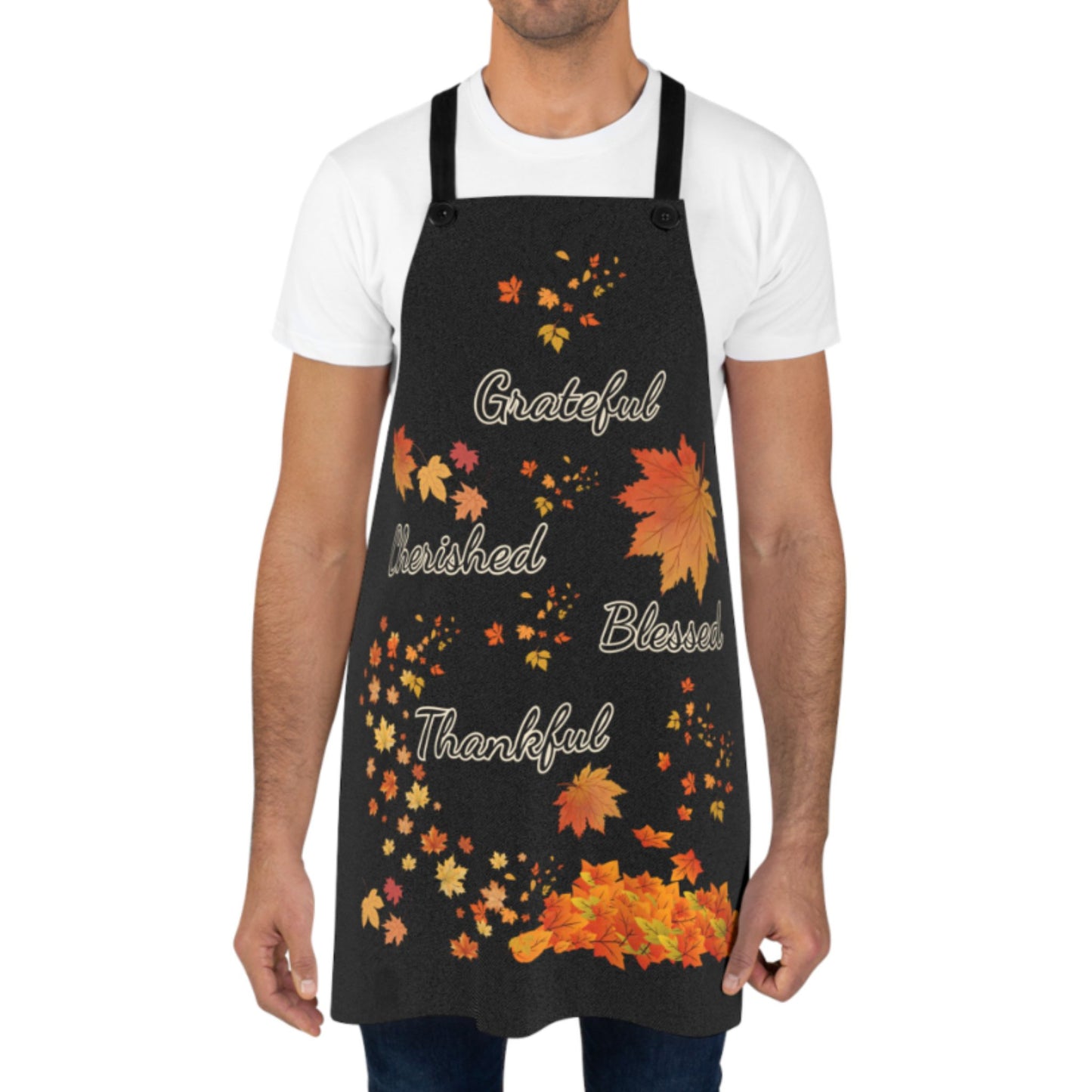 Black Grateful Thankful Blessed Apron | Fall Kitchen Gift | Thanksgiving