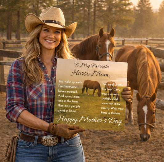 Horse Riding Mom Gloss Metal Art Print – Perfect Mother's Day Gift for Horse Lovers