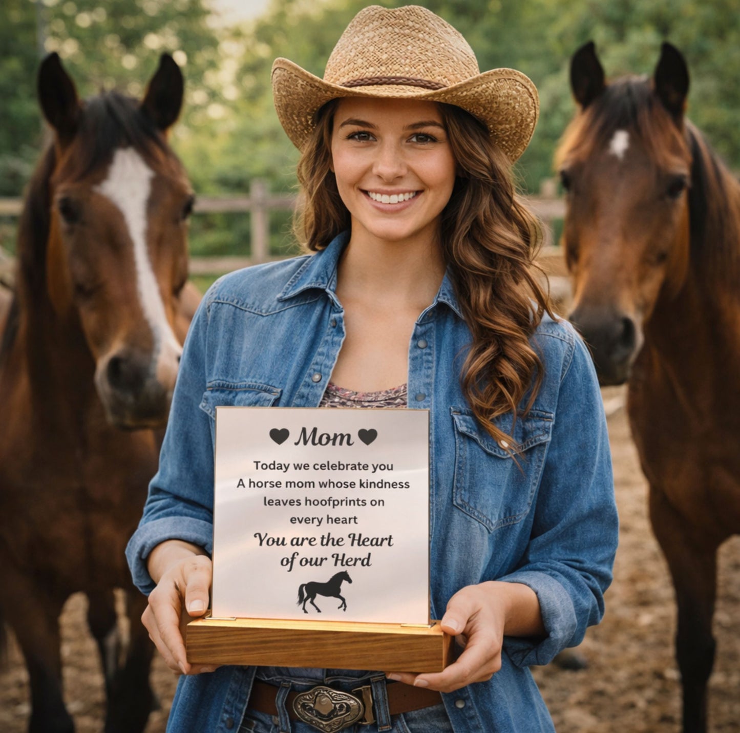 To My Horse Mom Acrylic Plaque – You Are the Heart of Our Herd, Mother's Day Gift