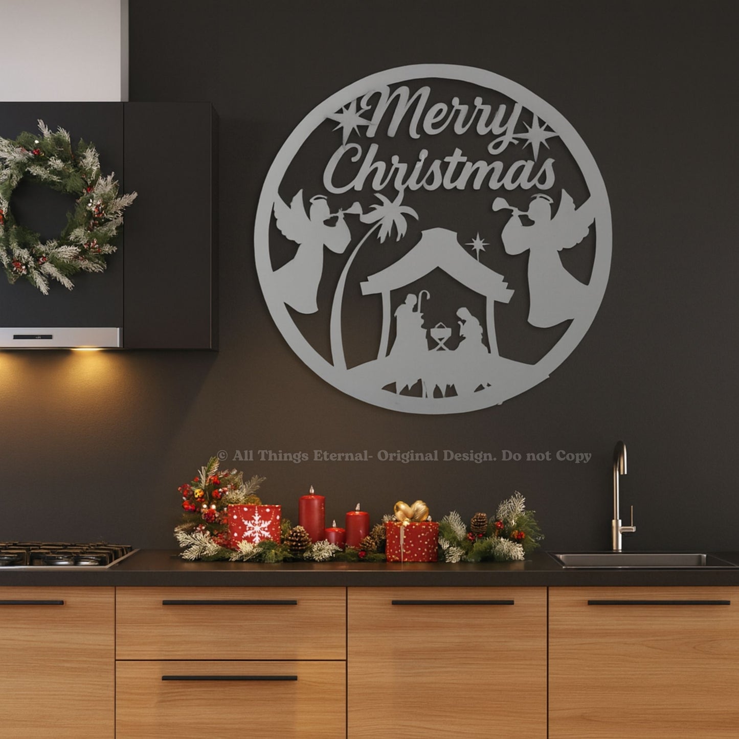 Personalized Merry Christmas Nativity Metal Sign | Custom Holiday Wall Décor