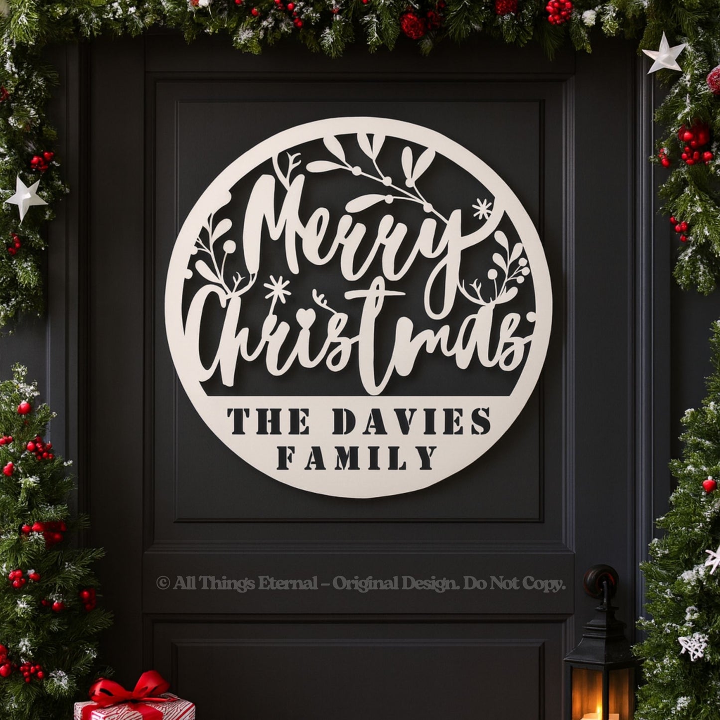 Personalized Christmas Metal Sign | Custom Family Wall Decor