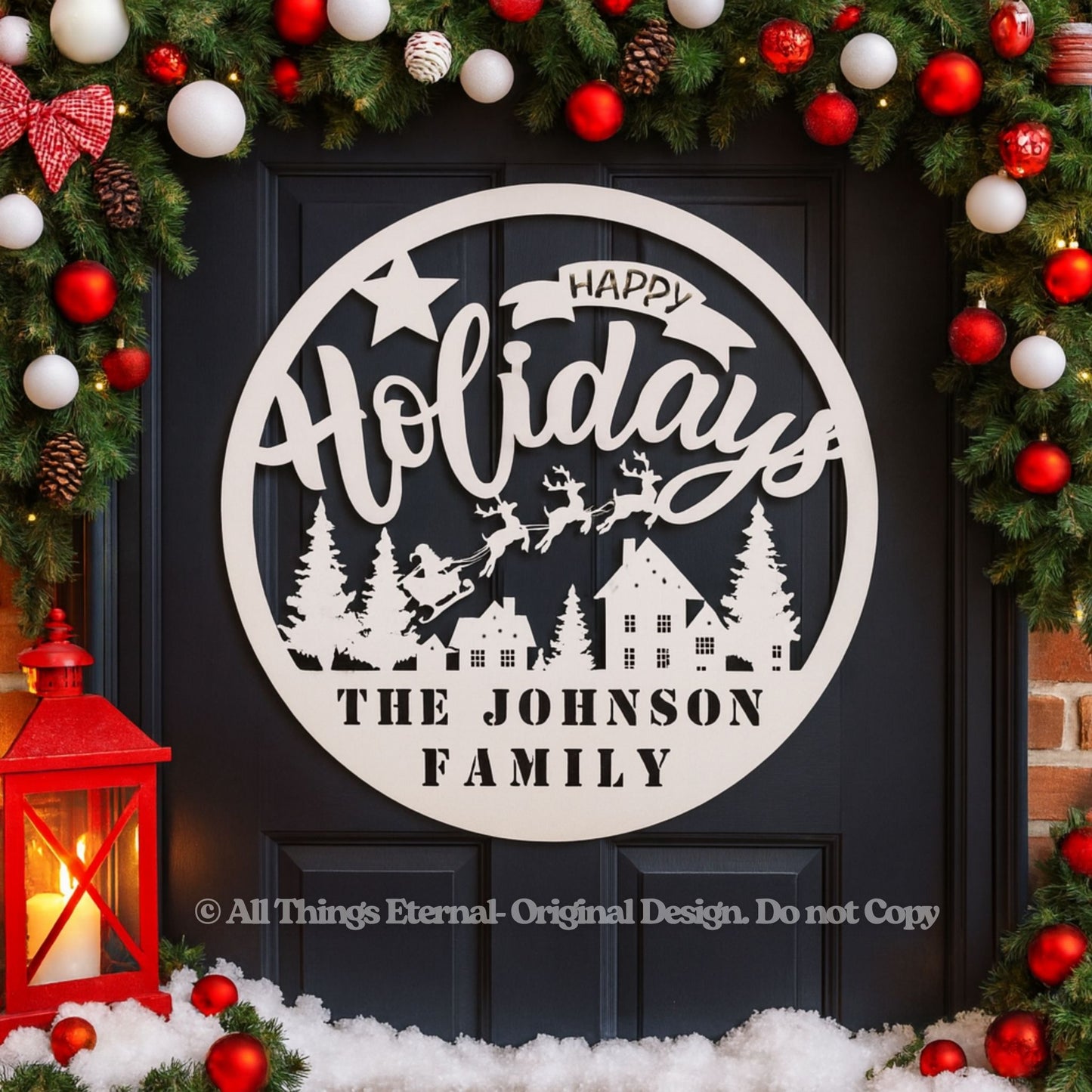 Custom Family Name Holiday Metal Sign – Personalized Christmas Wall Art Home  Decoration