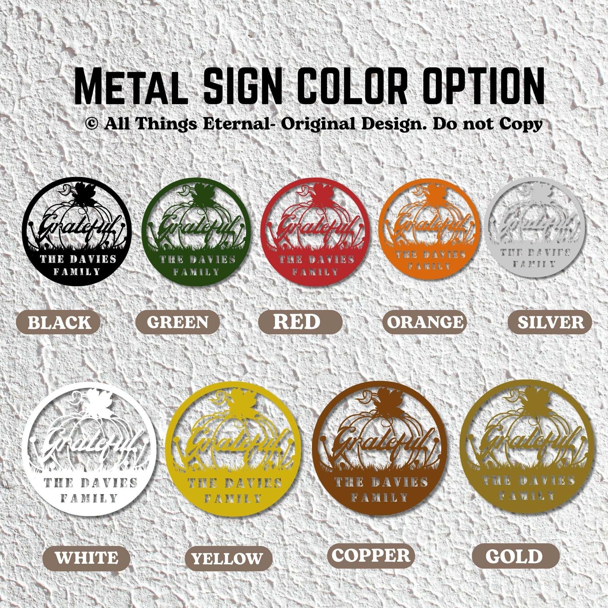Personalized Pumpkin Grateful Metal Wall Art – Fall & Thanksgiving Decor