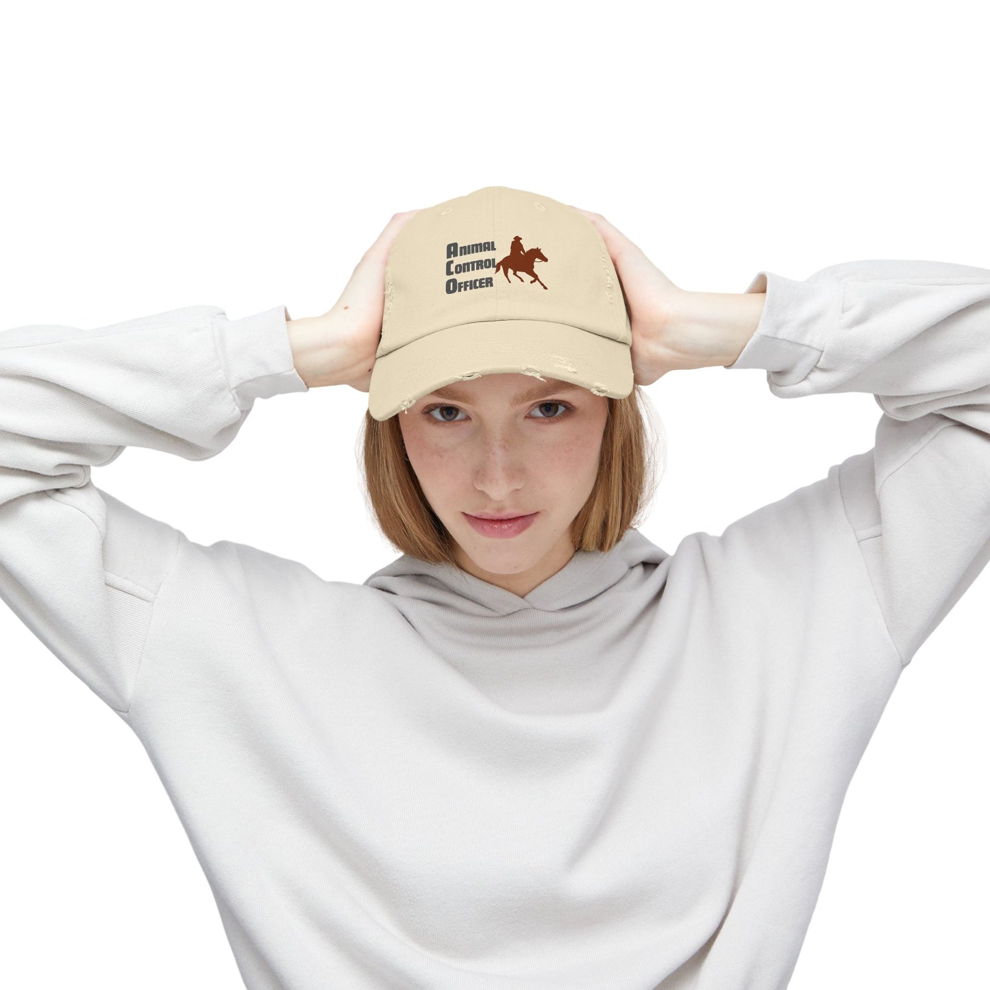 Animal Control Officer Distressed Cap — Cowboy & Horse Logo Hat