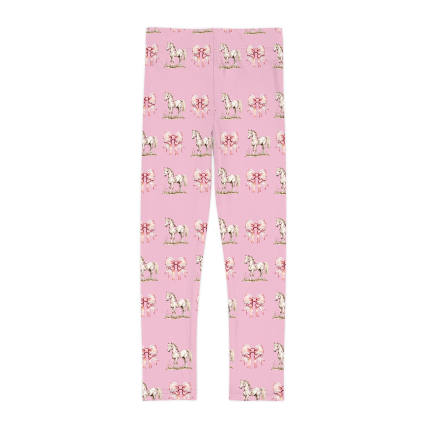 Pink Unicorn Pattern Kids Leggings | Floral All-Over Print Stretch Pants