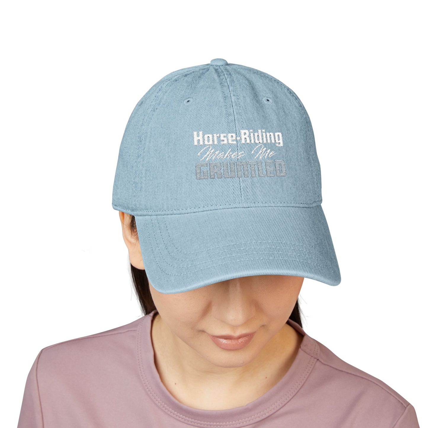 Horse-Riding Makes Me Gruntled Denim Hat — Embroidered Equestrian Cap