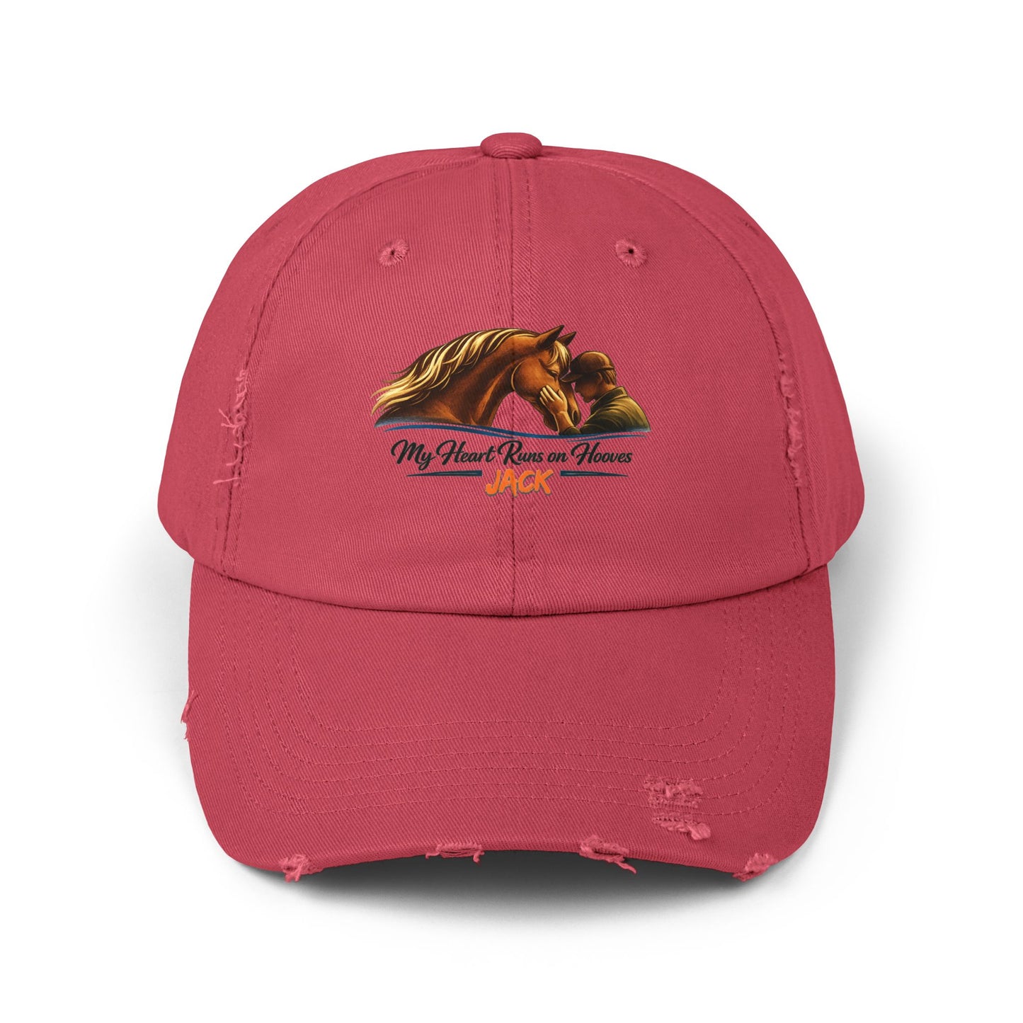 Personalized  Horse Cap — 'My Heart Runs on Hooves' Embroidered Baseball Hat for men