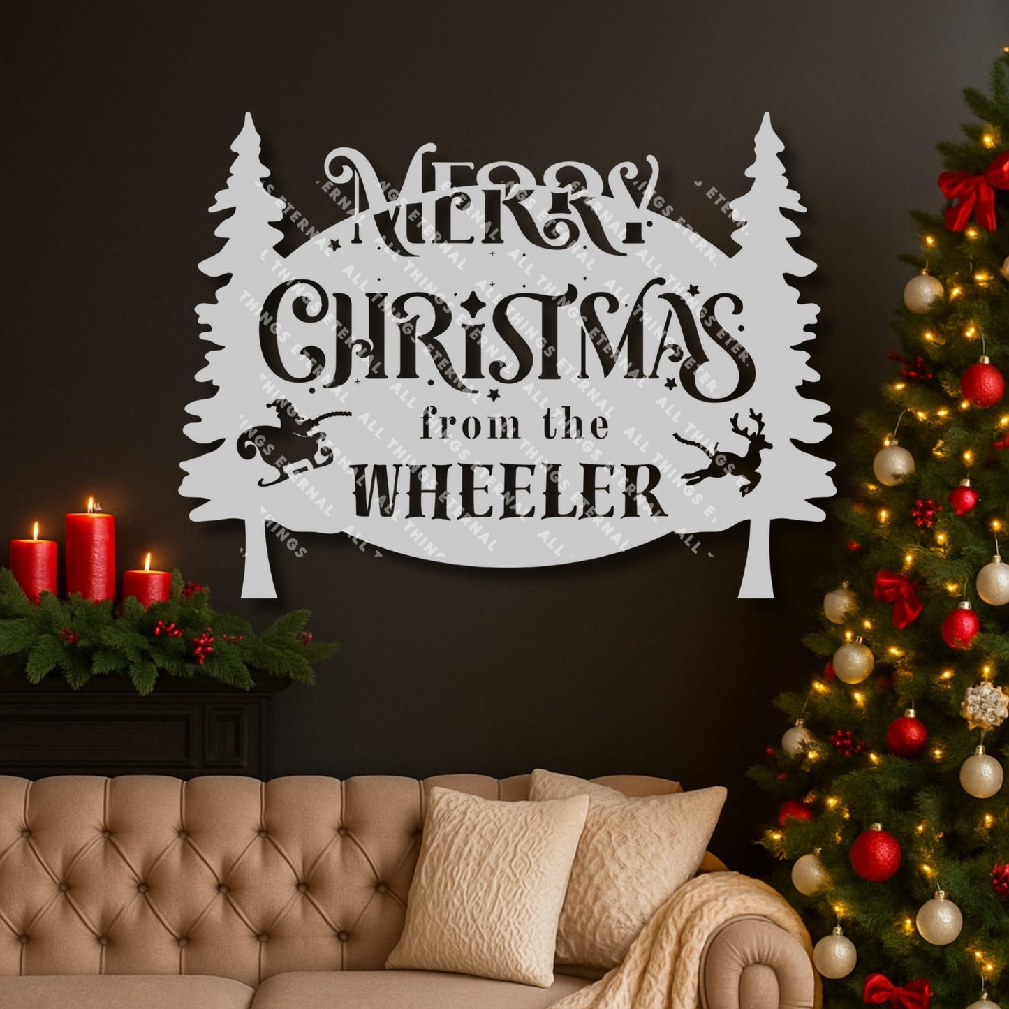 Personalized Merry Christmas Metal Sign – Custom Wall Holiday Decor