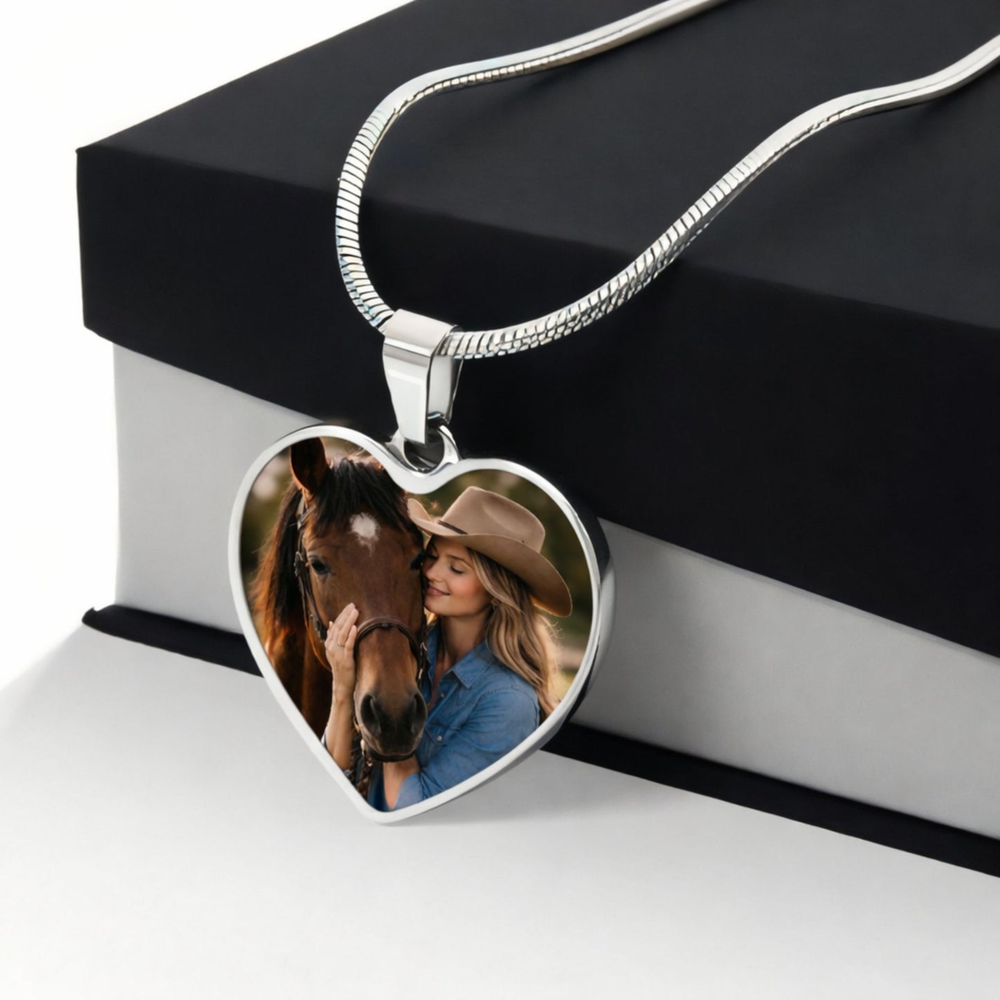 Personalized Horse Memorial Heart Pendant Necklace-Memorial Gift for Horses