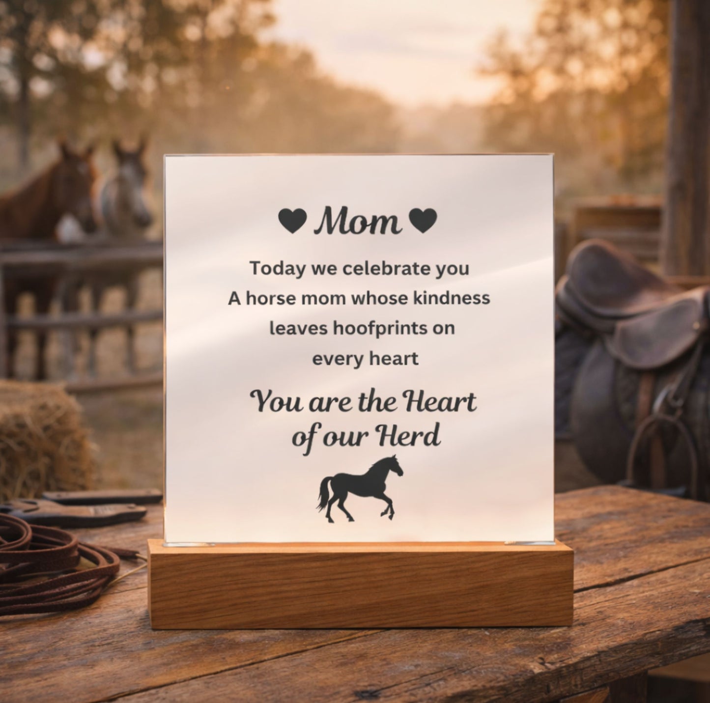 To My Horse Mom Acrylic Plaque – You Are the Heart of Our Herd, Mother's Day Gift