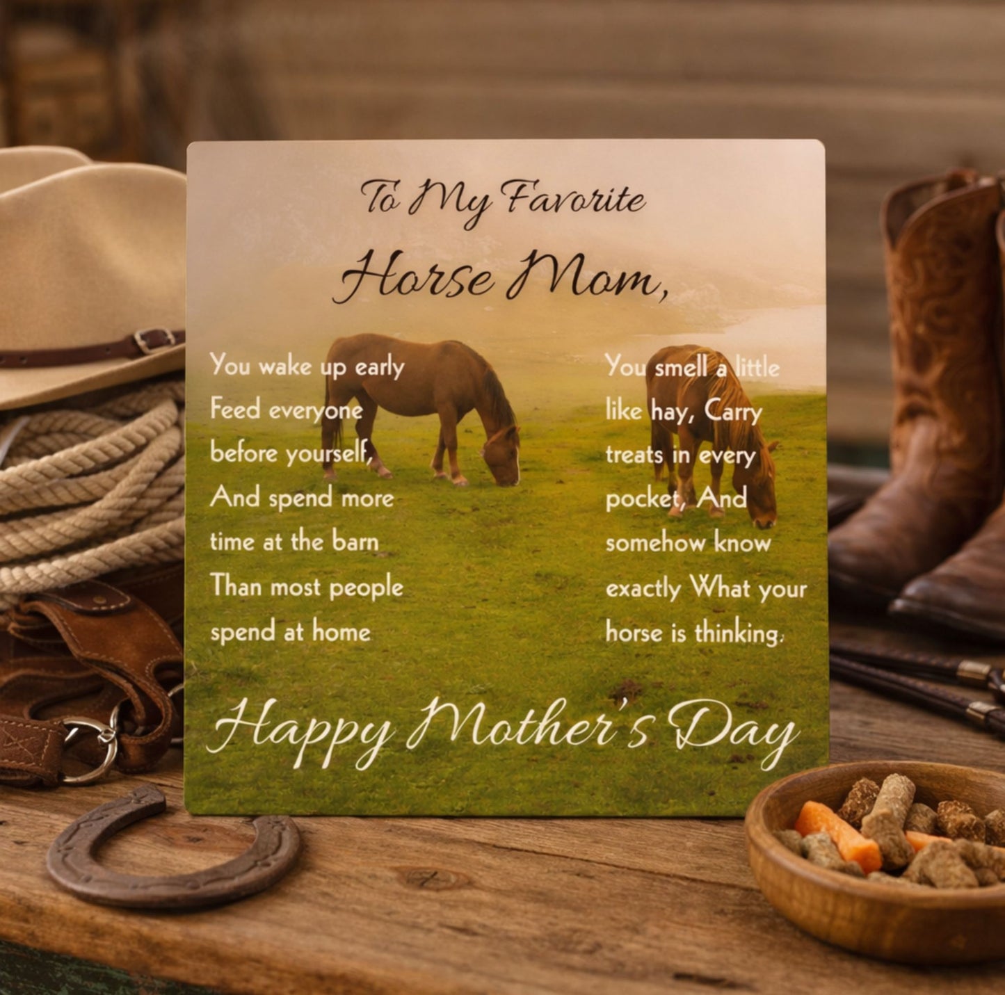Horse Riding Mom Gloss Metal Art Print – Perfect Mother's Day Gift for Horse Lovers