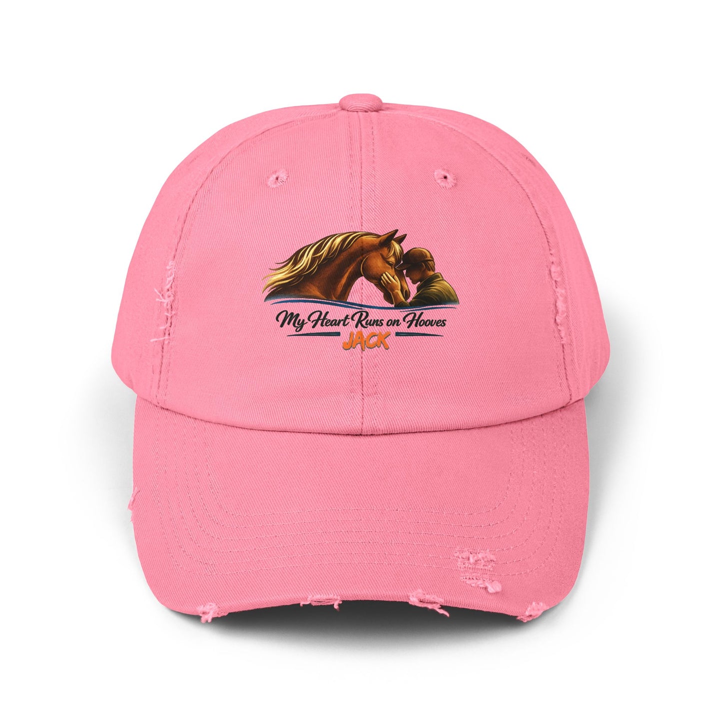 Personalized  Horse Cap — 'My Heart Runs on Hooves' Embroidered Baseball Hat for men