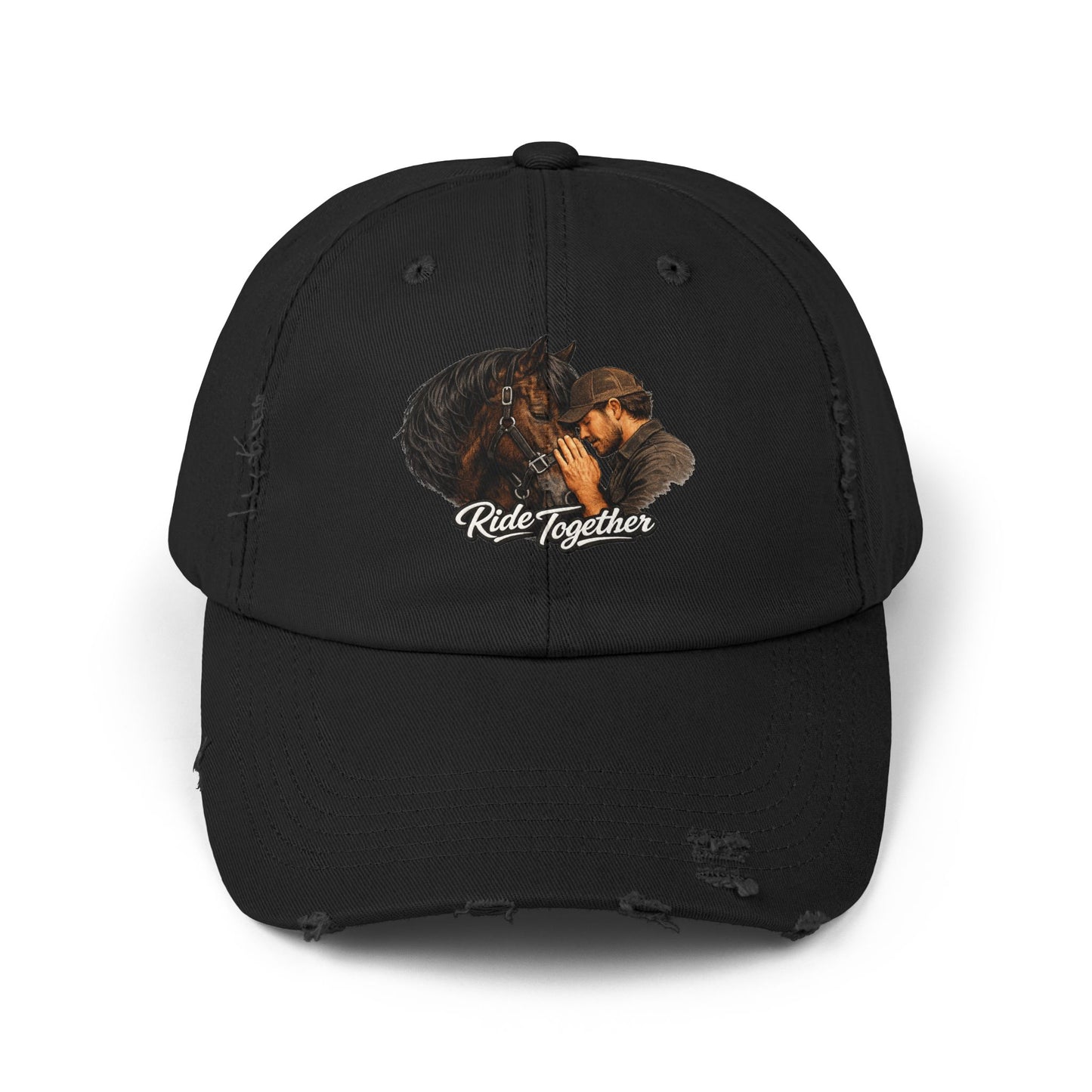 Ride Together Distressed Dad Hat – Horse & Rider Baseball Cap