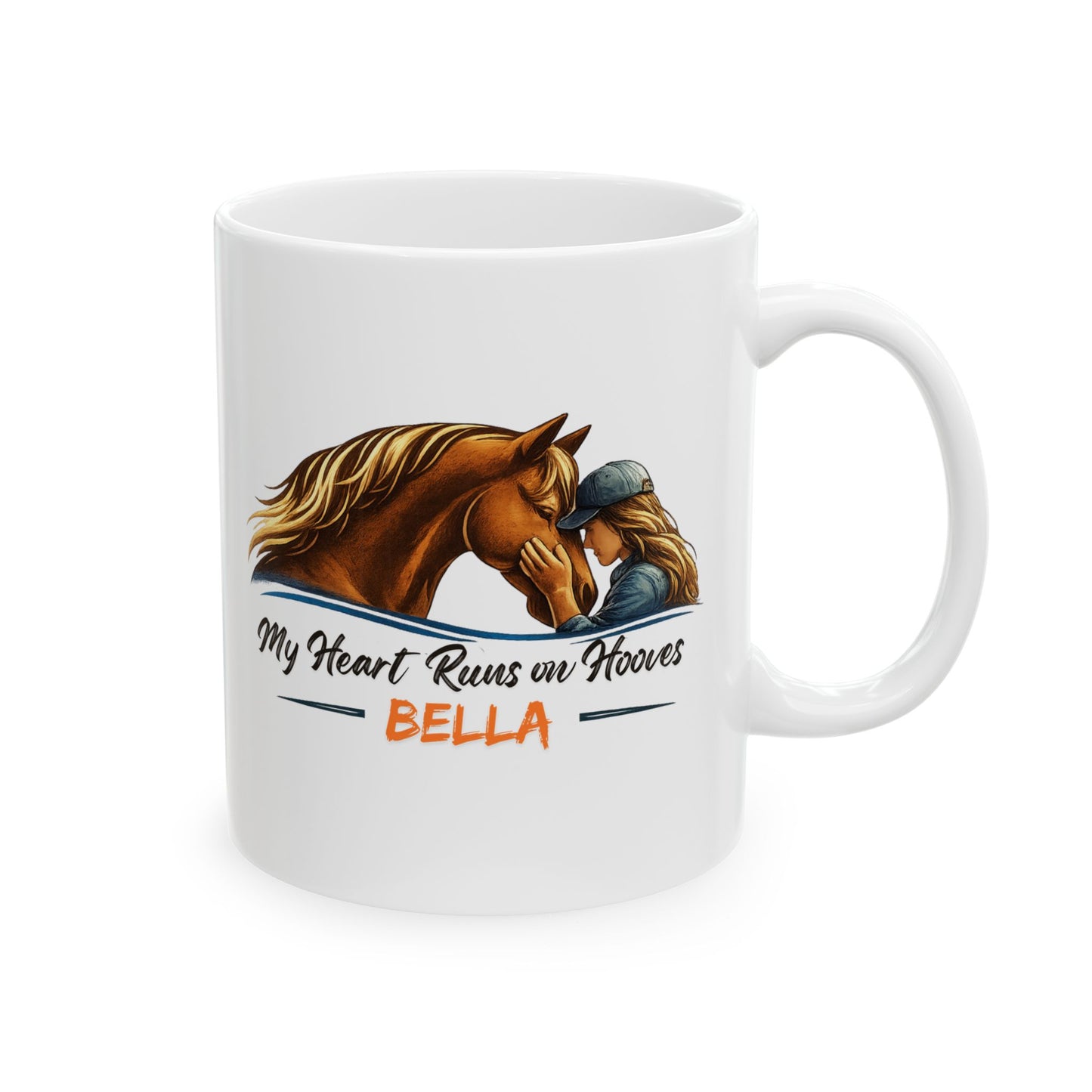 Horse Lover Ceramic Mug – My Heart Runs on Hooves Cute Equestrian Coffee Cup