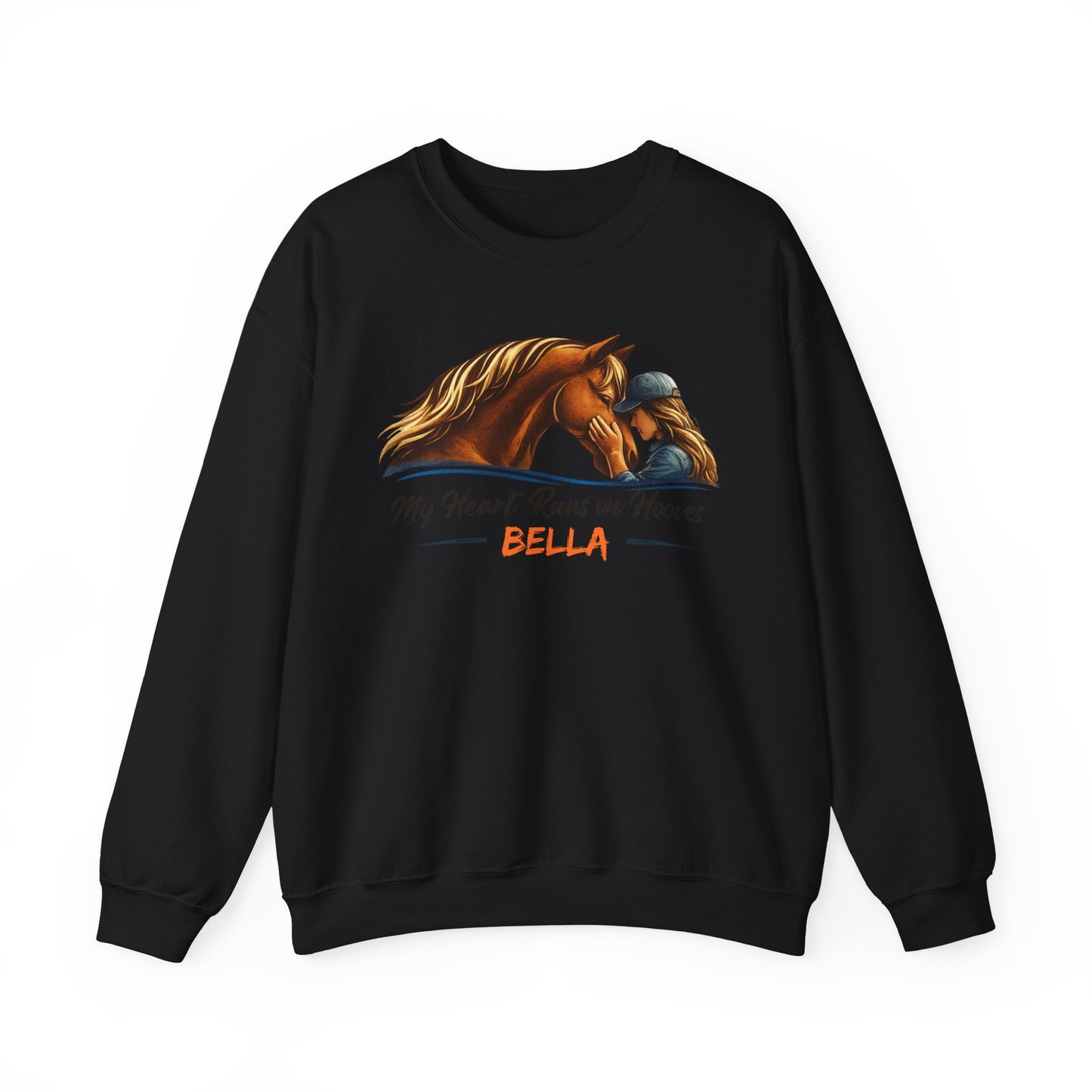 Custom Name My Heart Runs on Hooves Sweatshirt Horse Lovers Gift for Women