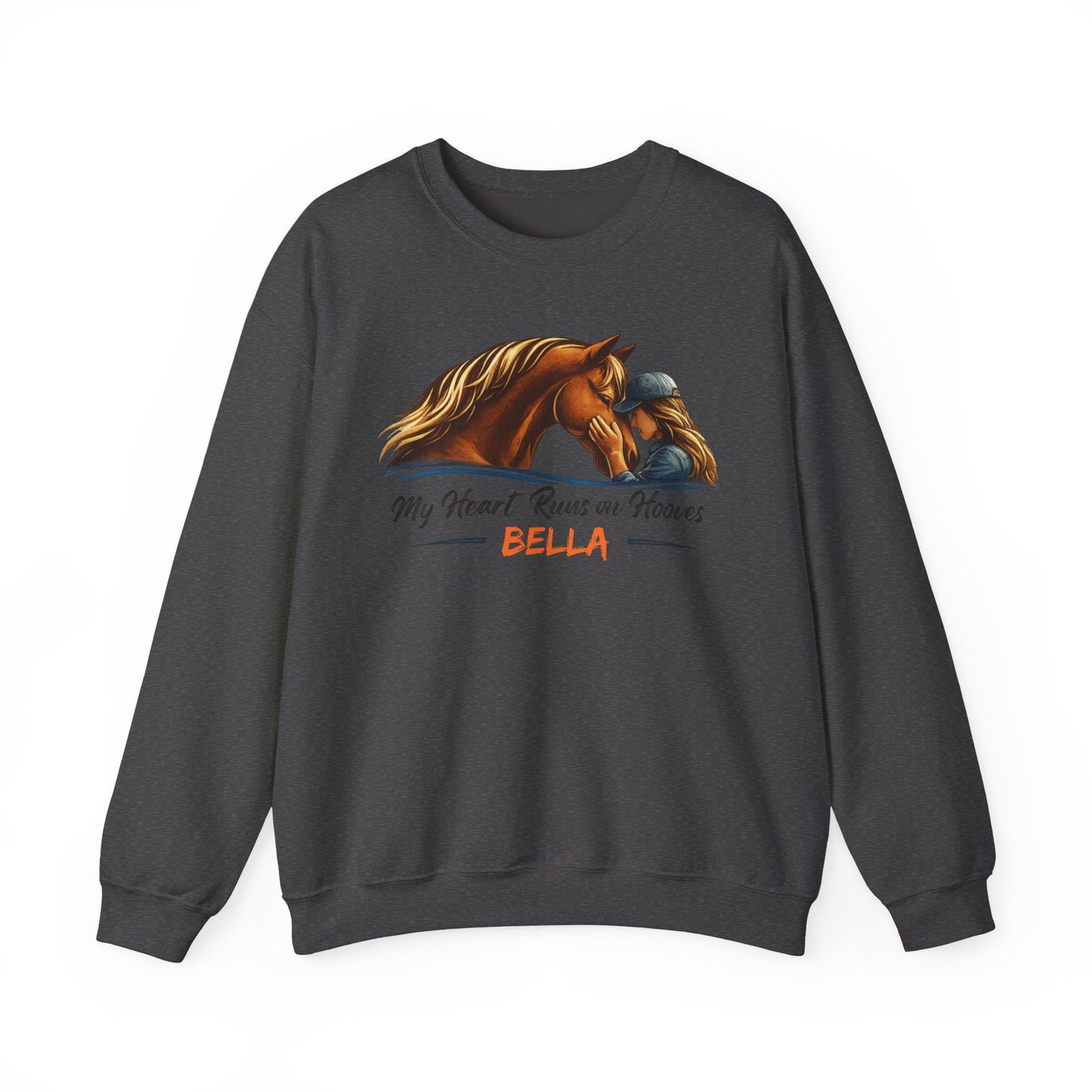Custom Name My Heart Runs on Hooves Sweatshirt Horse Lovers Gift for Women