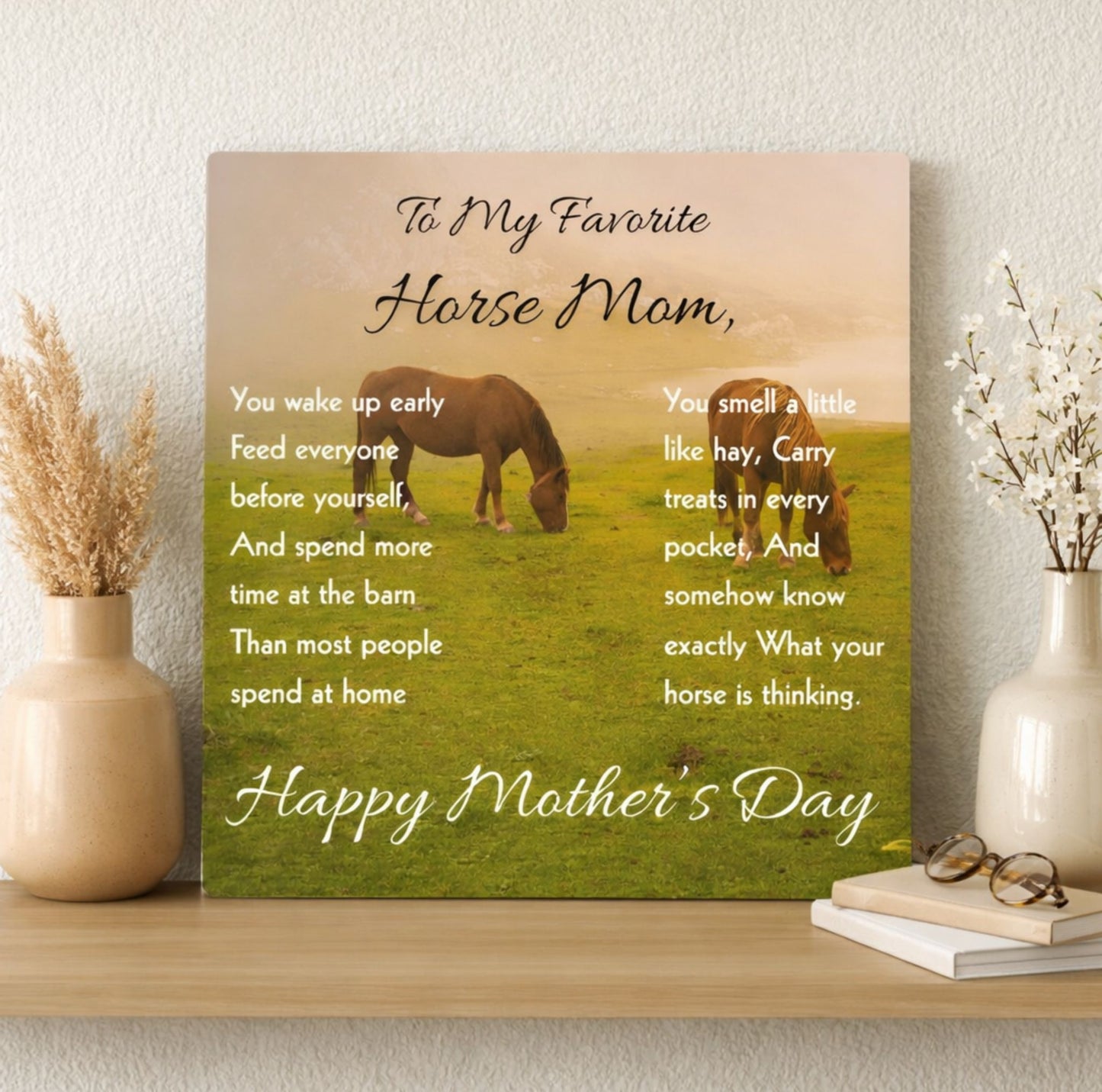 Horse Riding Mom Gloss Metal Art Print – Perfect Mother's Day Gift for Horse Lovers