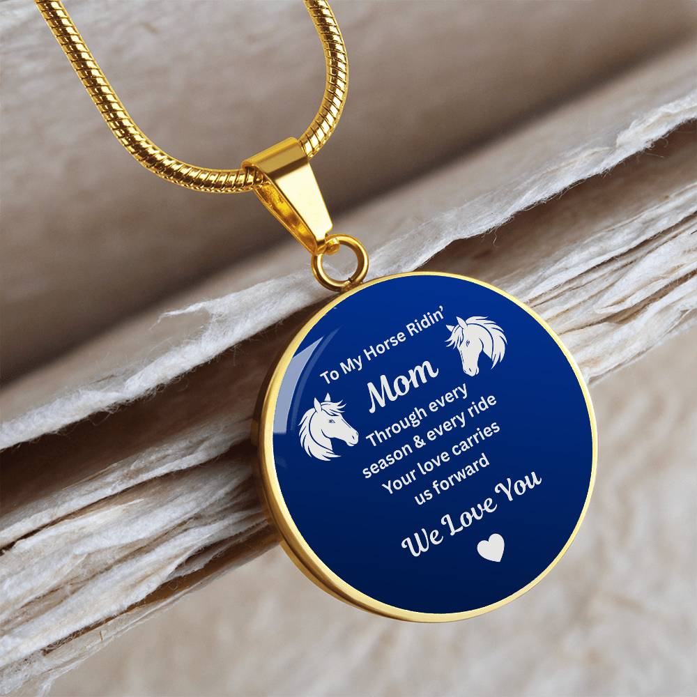 To My Horse Ridin' Mom Heart  Necklace – Engraved Mother’s Day Gift for Horse Lovers Mom