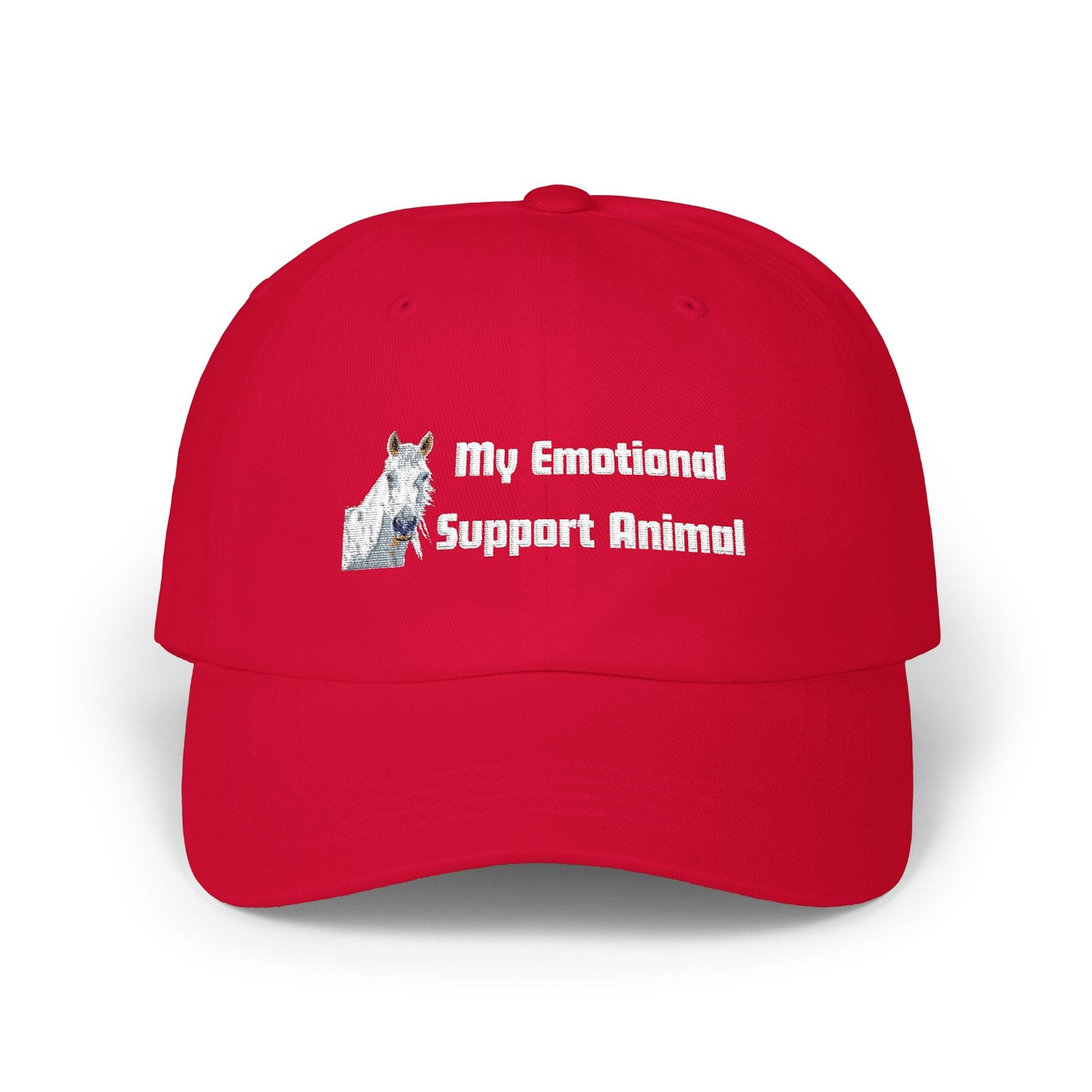 Dad Cap - 'My Emotional Support Animal ' Embroidered White Baseball Hat