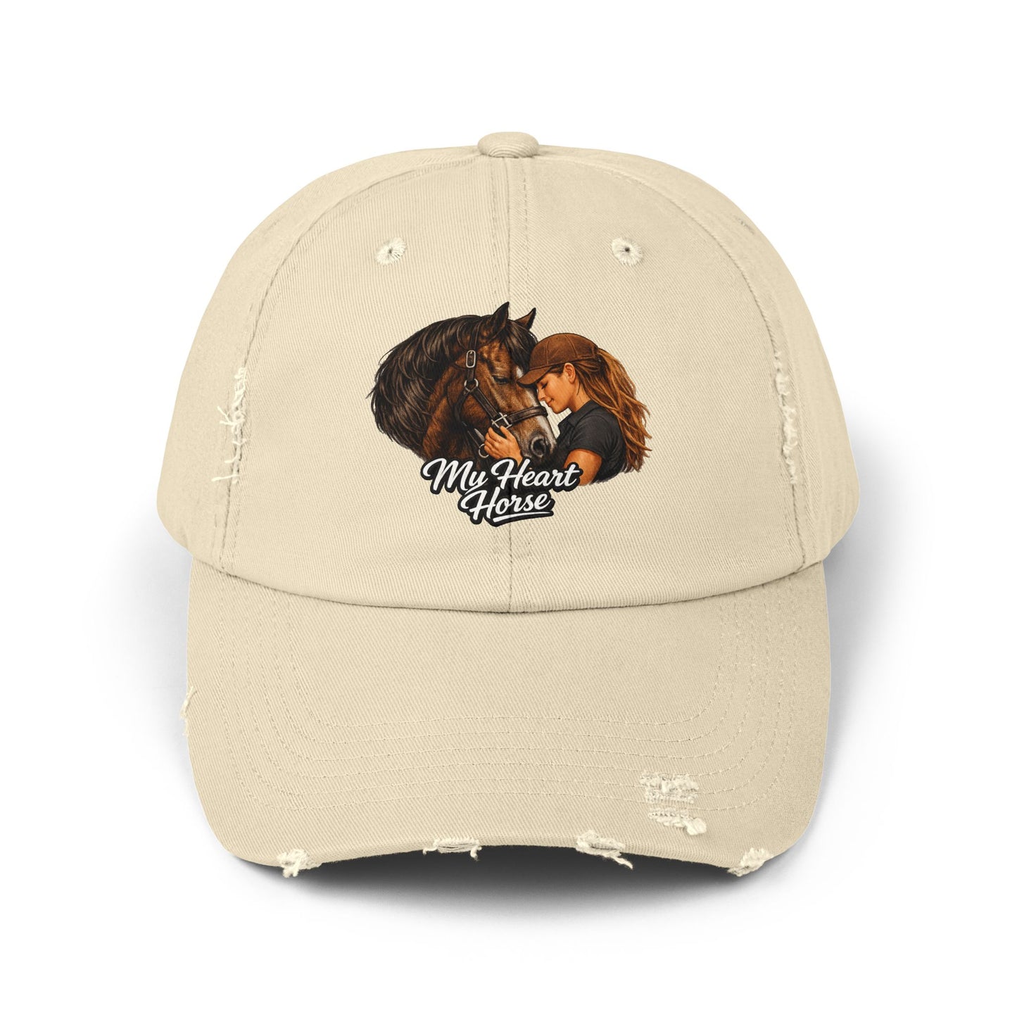 My Heart Horse Distressed Cap — Women's Equestrian Baseball Hat