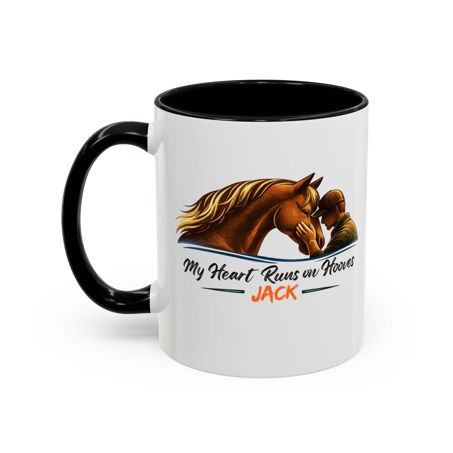 My Heart Runs on Hooves Horse Coffee Mug — Personalized Equestrian Accent Mug