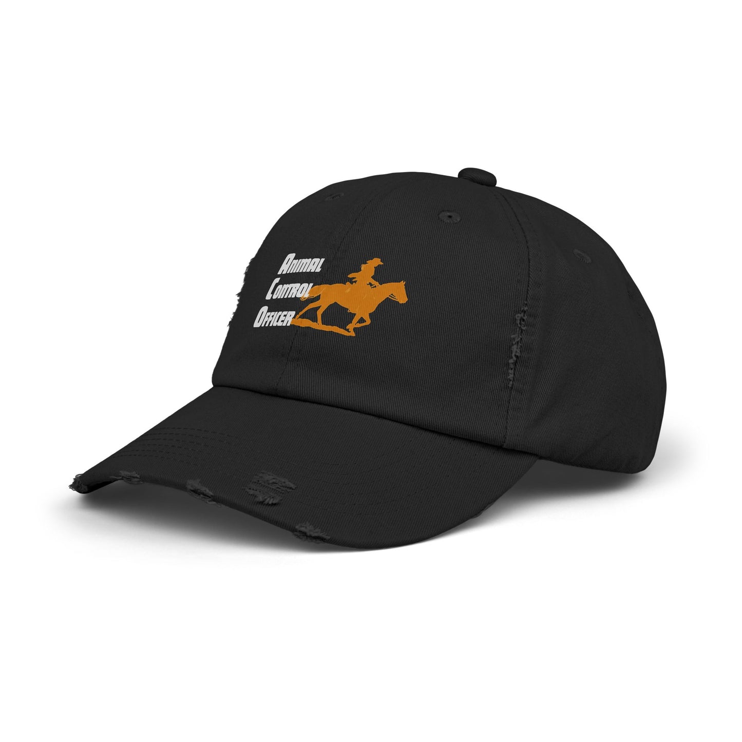 Distressed Baseball Cap — 'Barrel Racing Cowboy' Horse Rider Logo