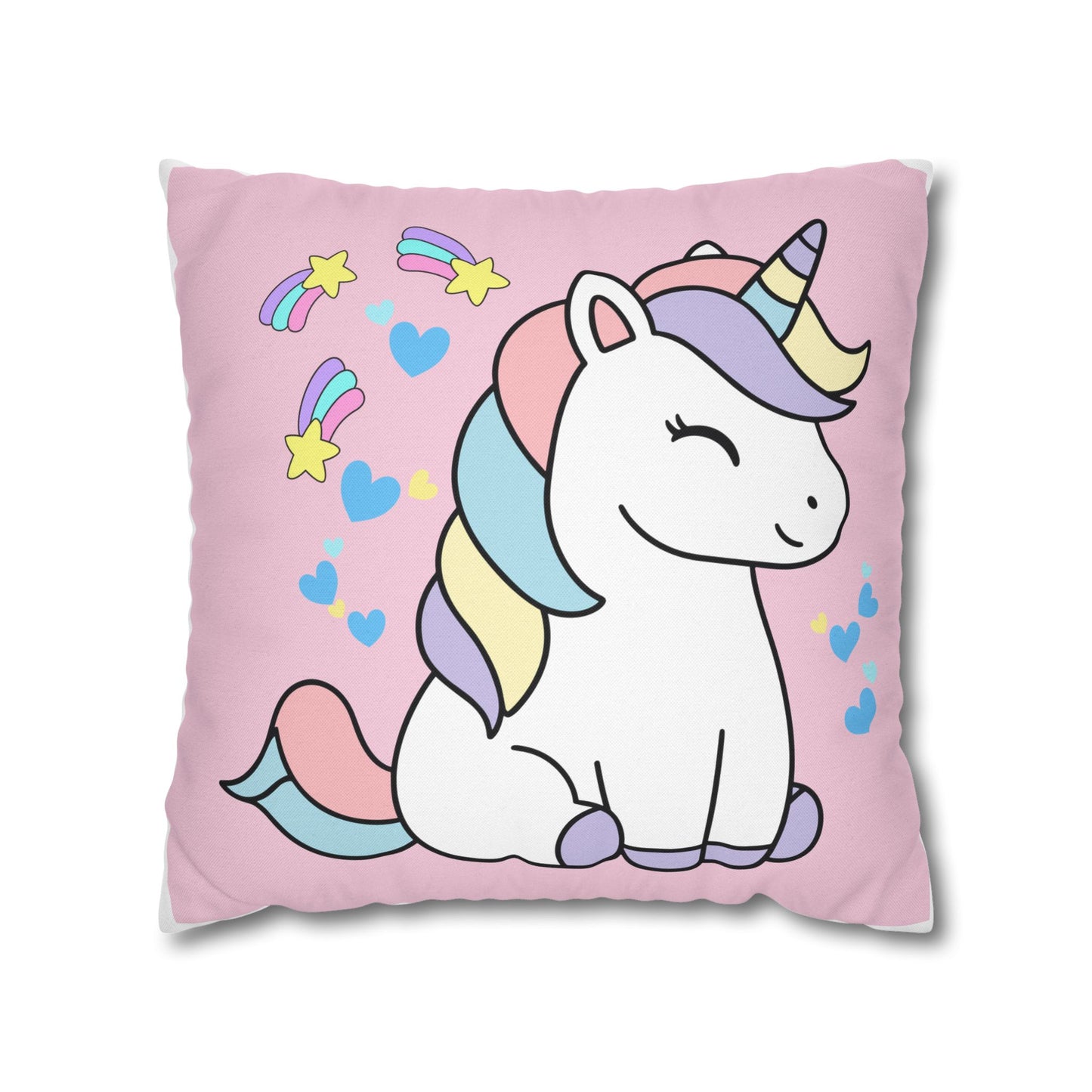Sleepy Pastel Unicorn Pillowcase | Cute Kids Decorative Throw Pillow Cover