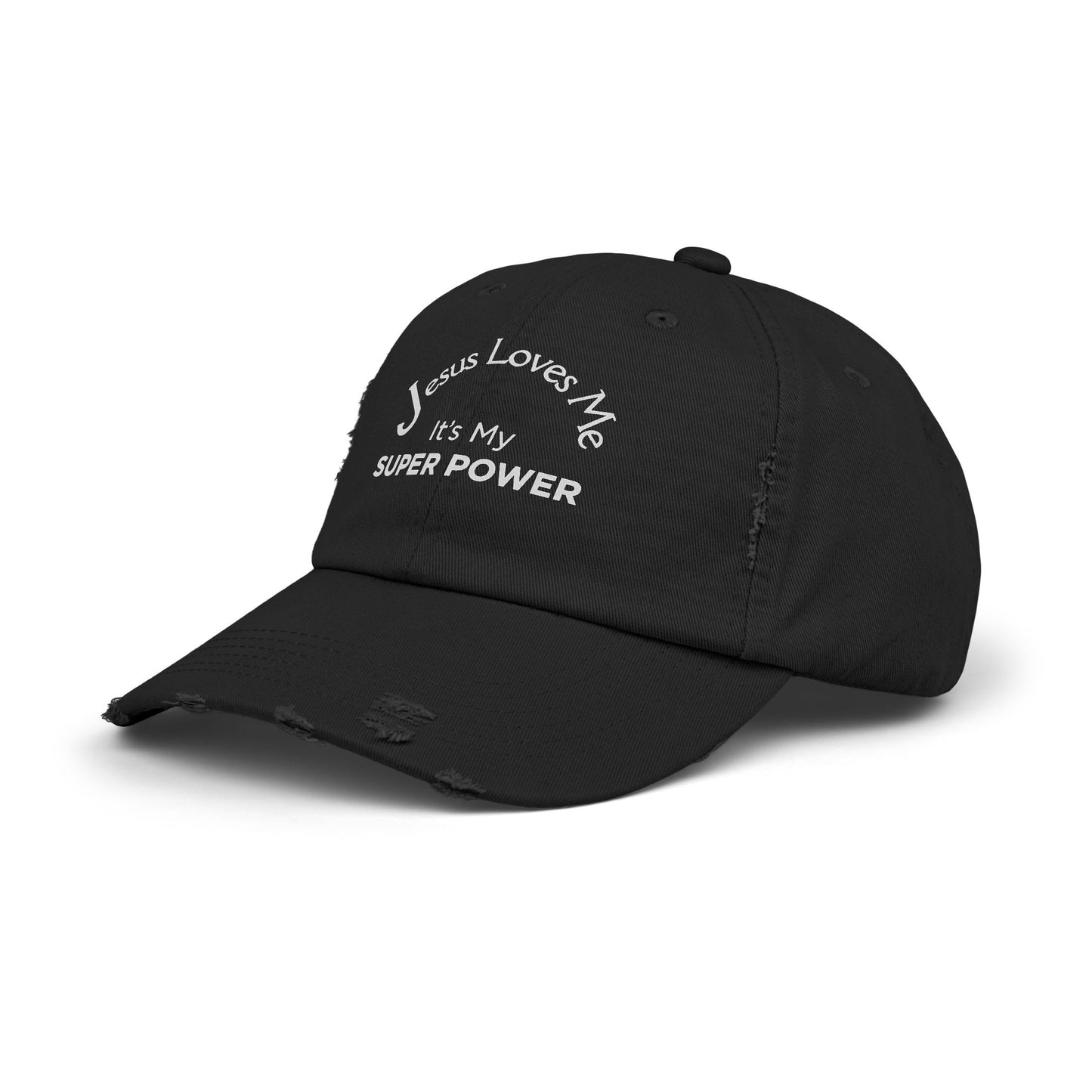 Jesus Loves Me Is My Super Power Distressed Christian Cap