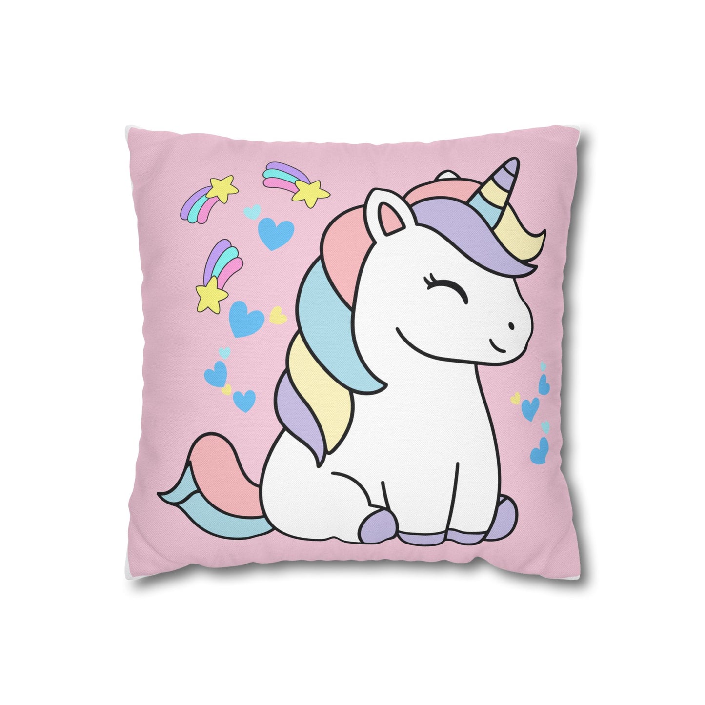 Sleepy Pastel Unicorn Pillowcase | Cute Kids Decorative Throw Pillow Cover