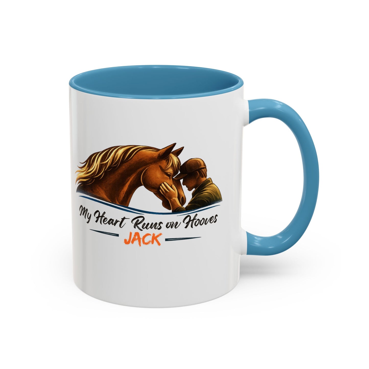 My Heart Runs on Hooves Horse Coffee Mug — Personalized Equestrian Accent Mug