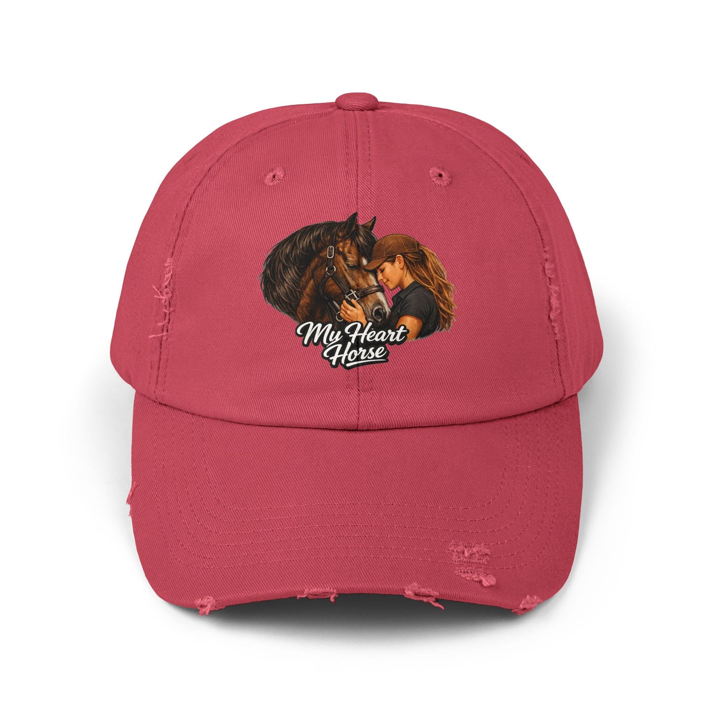 My Heart Horse Distressed Cap — Women's Equestrian Baseball Hat
