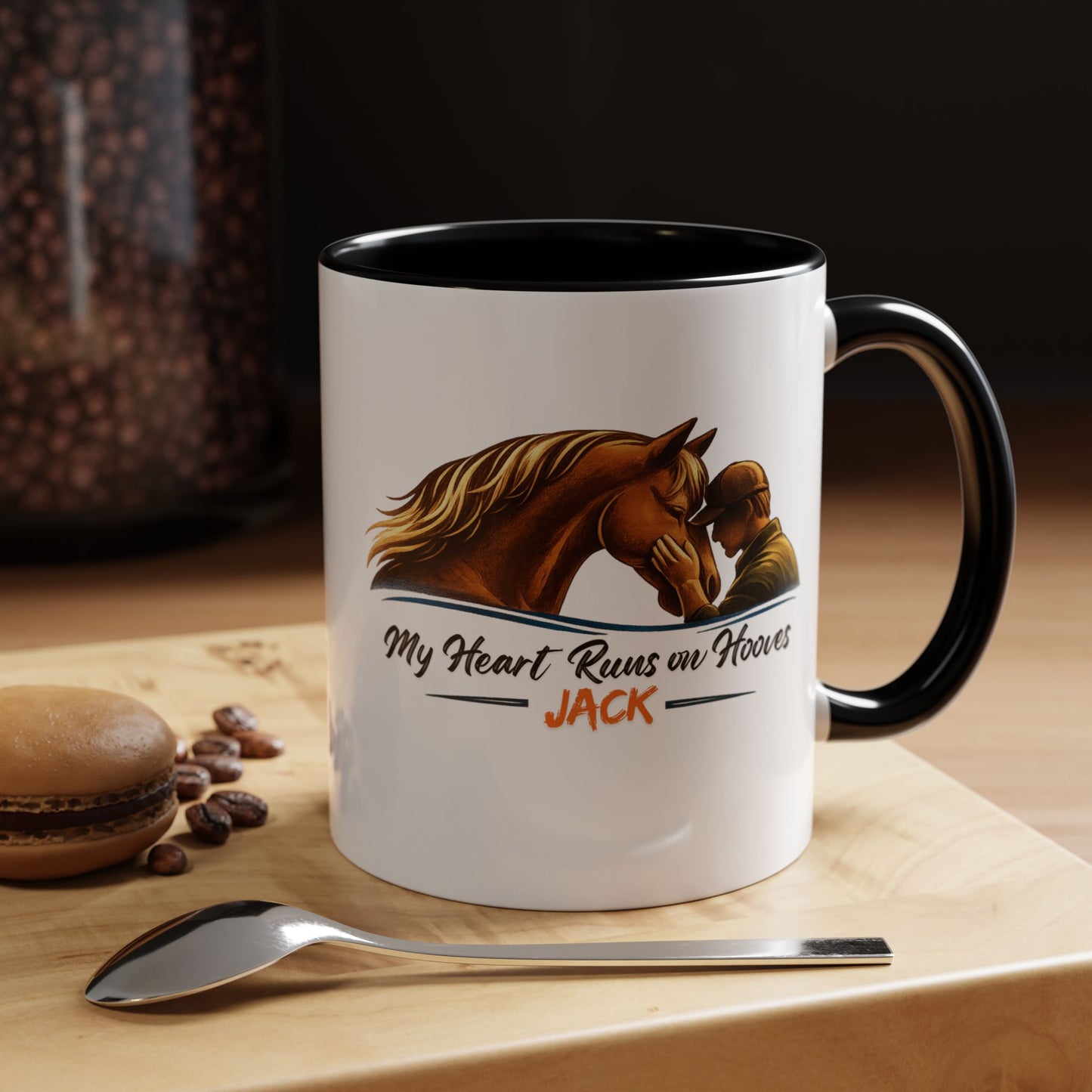 My Heart Runs on Hooves Horse Coffee Mug — Personalized Equestrian Accent Mug
