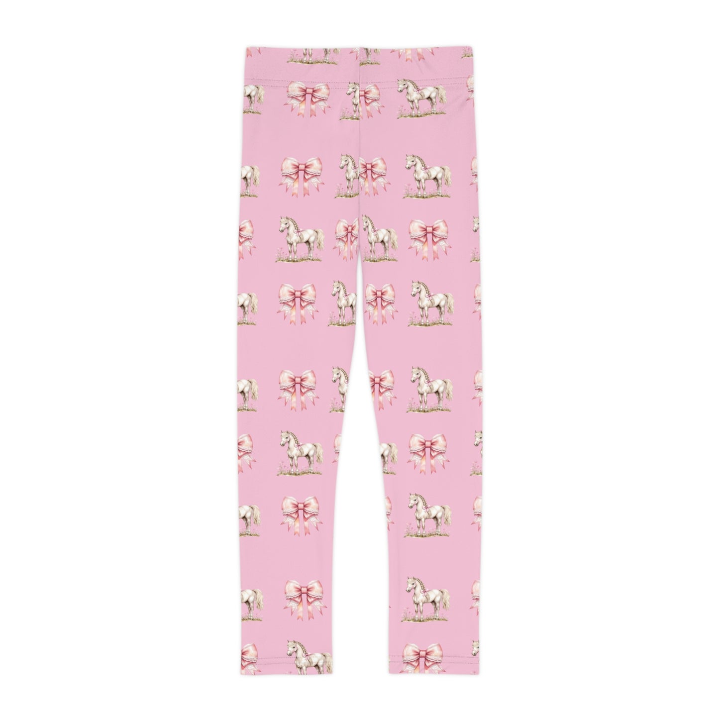 Pink Unicorn Pattern Kids Leggings | Floral All-Over Print Stretch Pants
