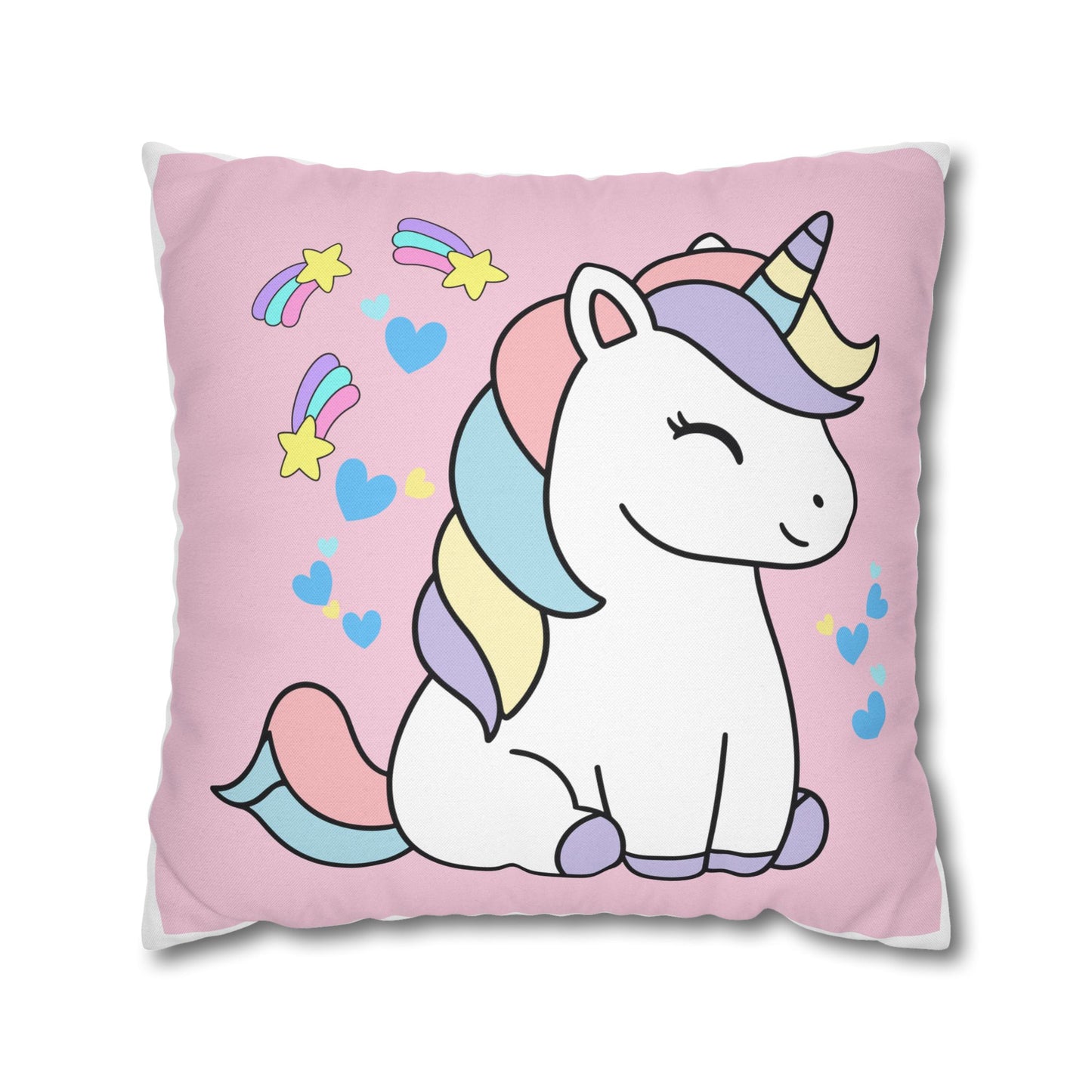 Sleepy Pastel Unicorn Pillowcase | Cute Kids Decorative Throw Pillow Cover
