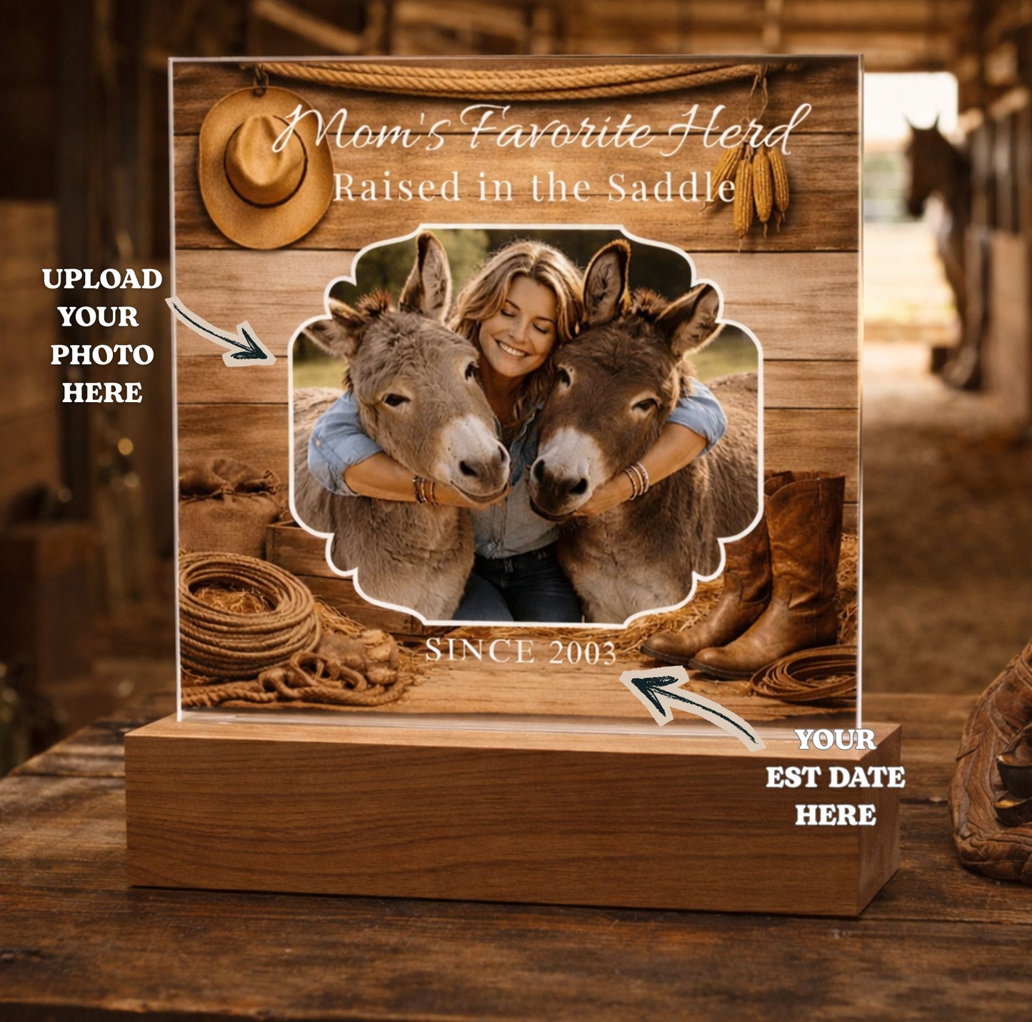 Mom's Favorite Herd Raised in the Saddle Acrylic Plaque – Donkey Lover Gift
