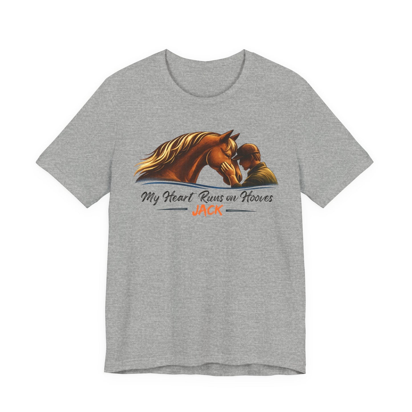 My Heart Runs on Hooves Personalized with Name Horse Lover T-Shirt