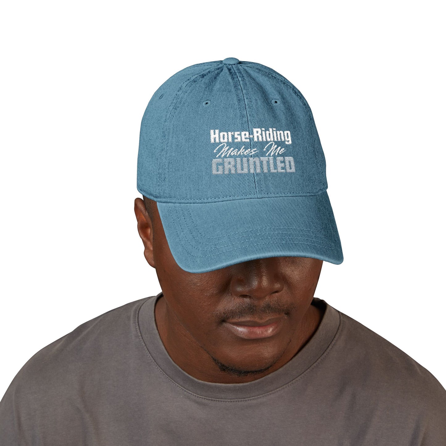 Horse-Riding Makes Me Gruntled Denim Hat — Embroidered Equestrian Cap