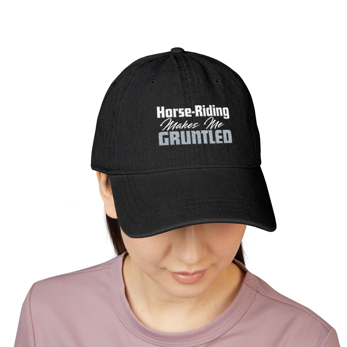 Horse-Riding Makes Me Gruntled Denim Hat — Embroidered Equestrian Cap
