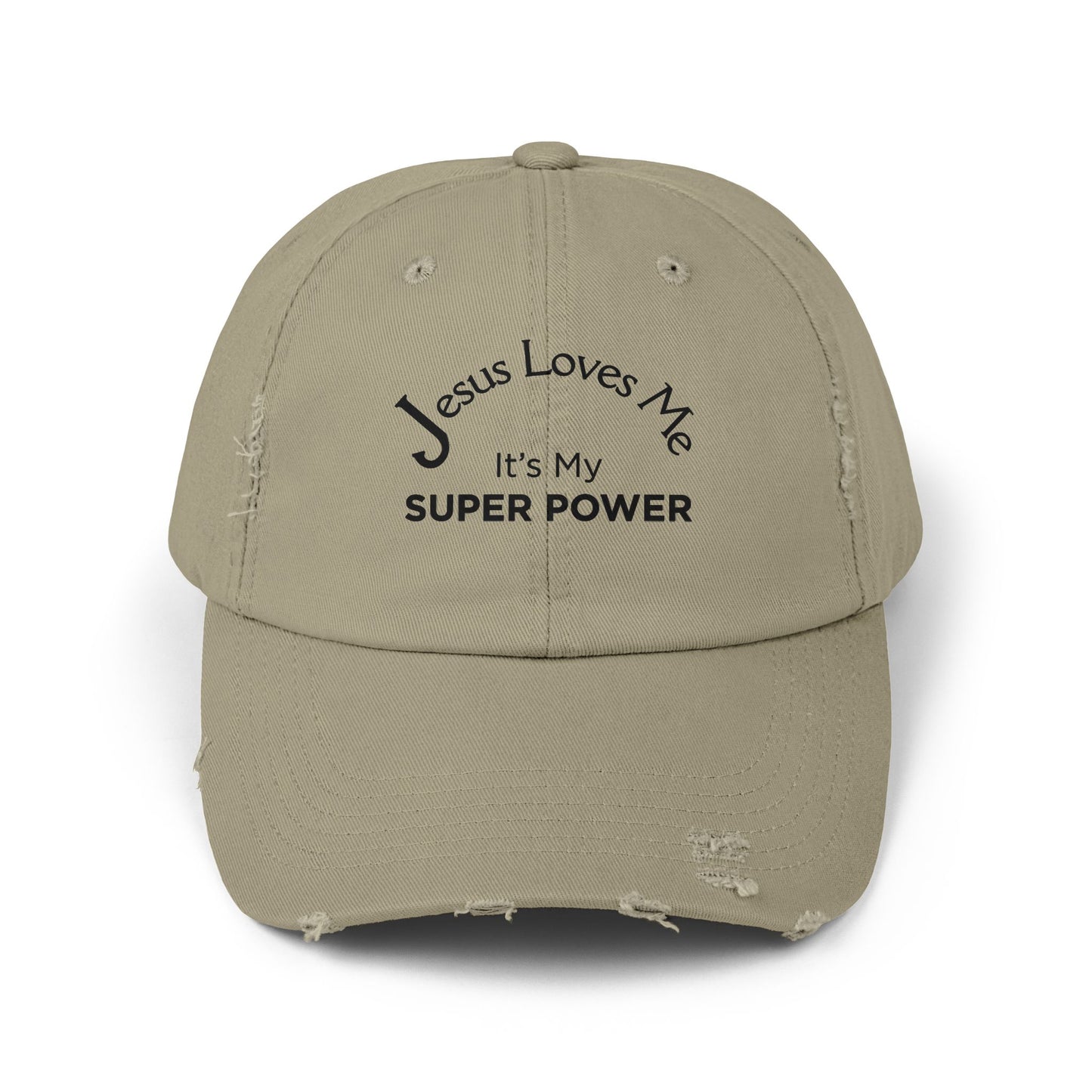 Jesus Loves Me Is My Super Power Distressed Christian Baseball Cap