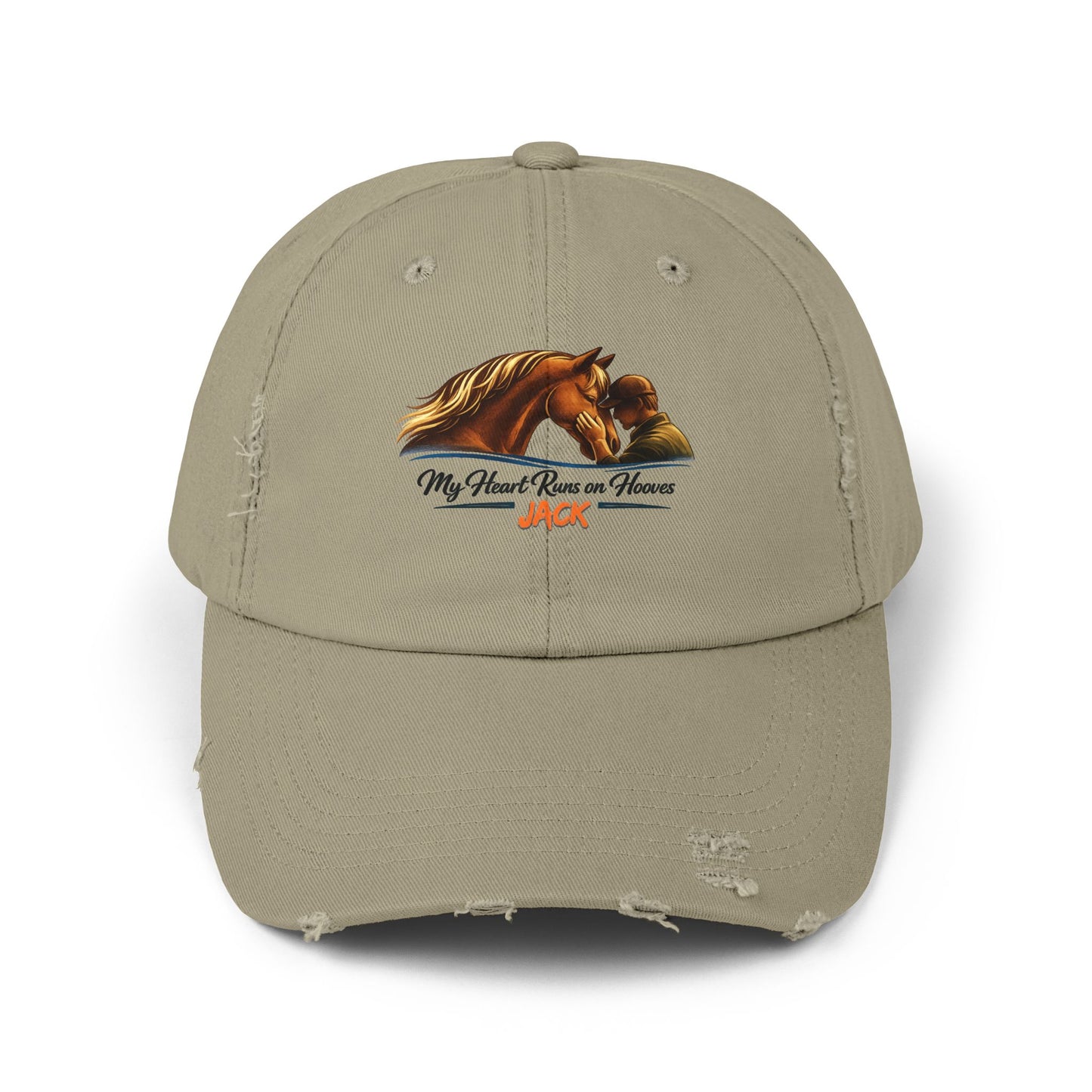 Personalized  Horse Cap — 'My Heart Runs on Hooves' Embroidered Baseball Hat for men