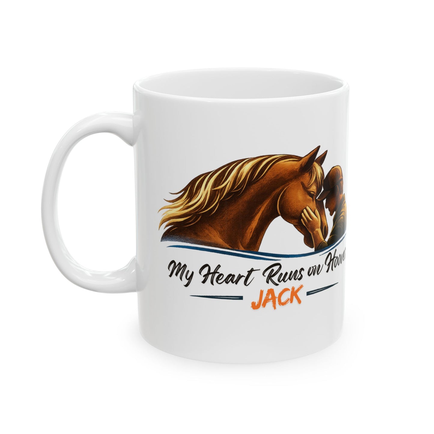 Personalized Horse Mug – My Heart Runs on Hooves Ceramic Coffee Cup